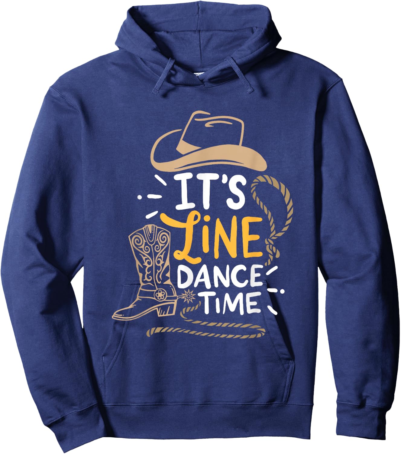 Cool Line Dance It's Line Dance Time Country Western Boots Hoodie - Hoodie | Navy