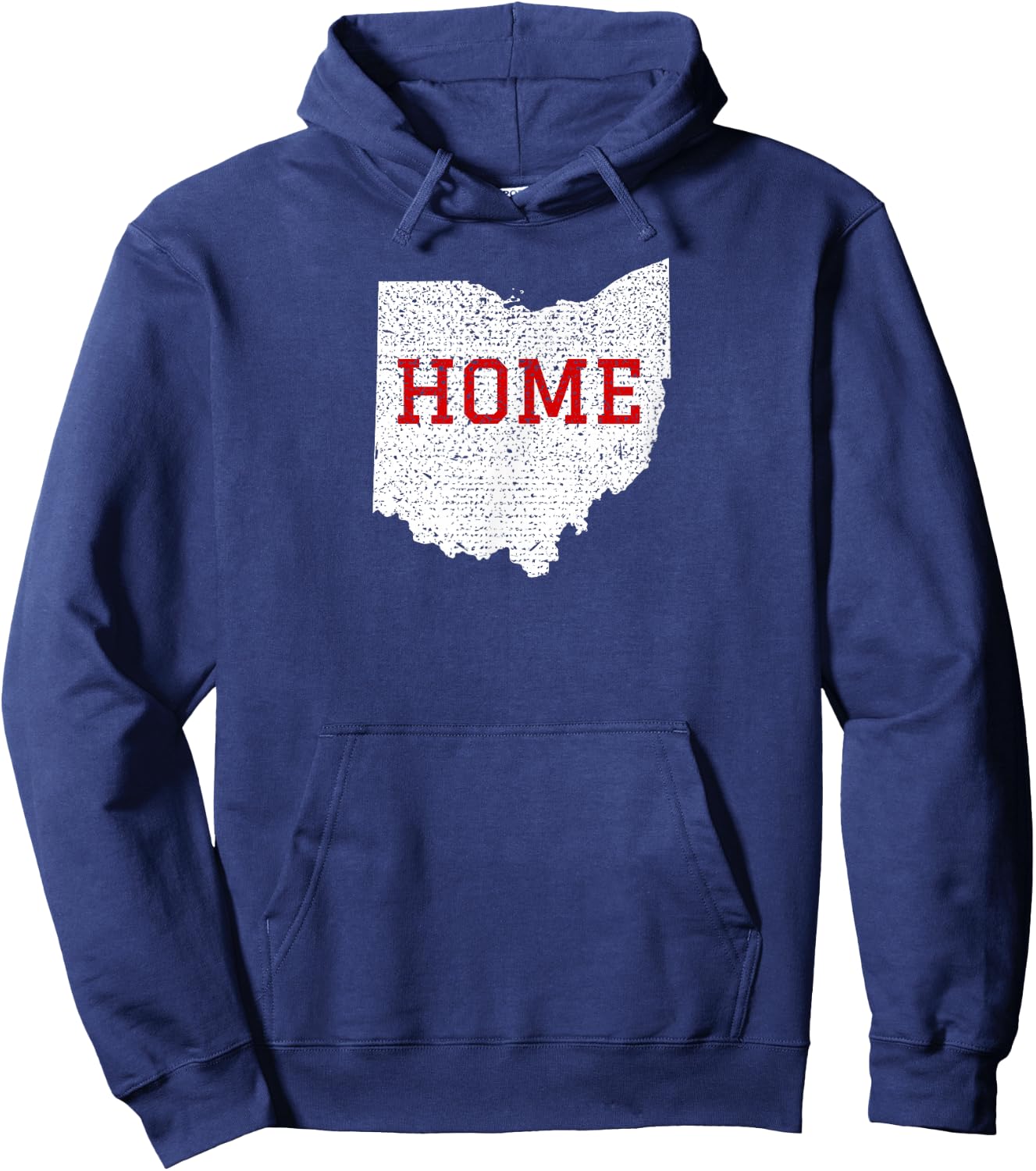 Distressed Ohio Home White Red Hoodie - Hoodie | Navy