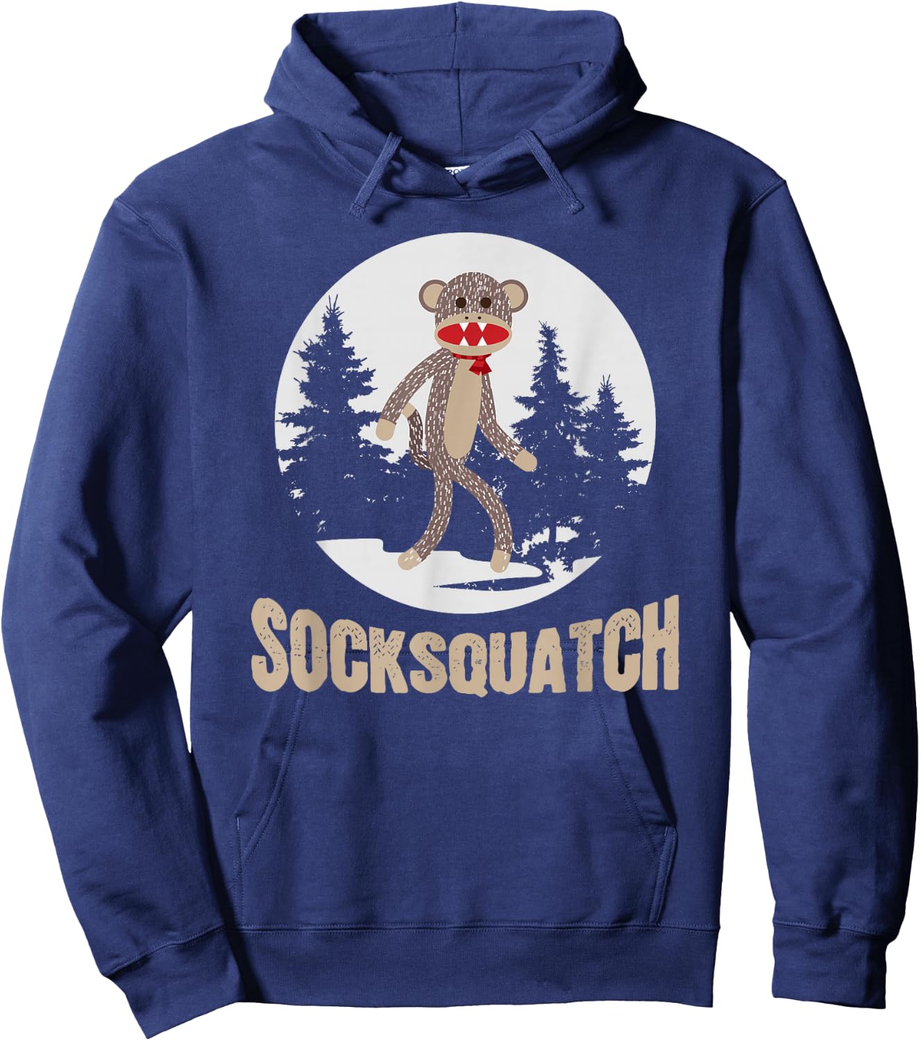 Funny Bigfoot Sighting Sock Monkey Sasquatch Socksquatch Hoodie - Hoodie | Navy