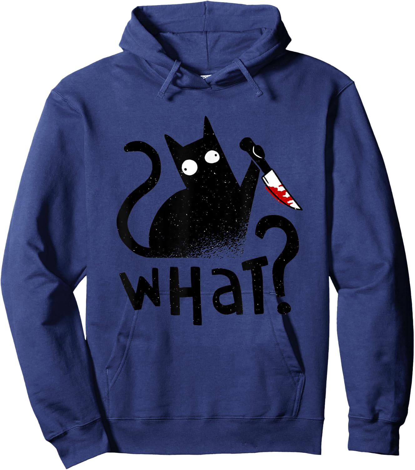 Cat What Cat With Knife Black Cat Murderous Cat Halloween Hoodie - Hoodie | Navy