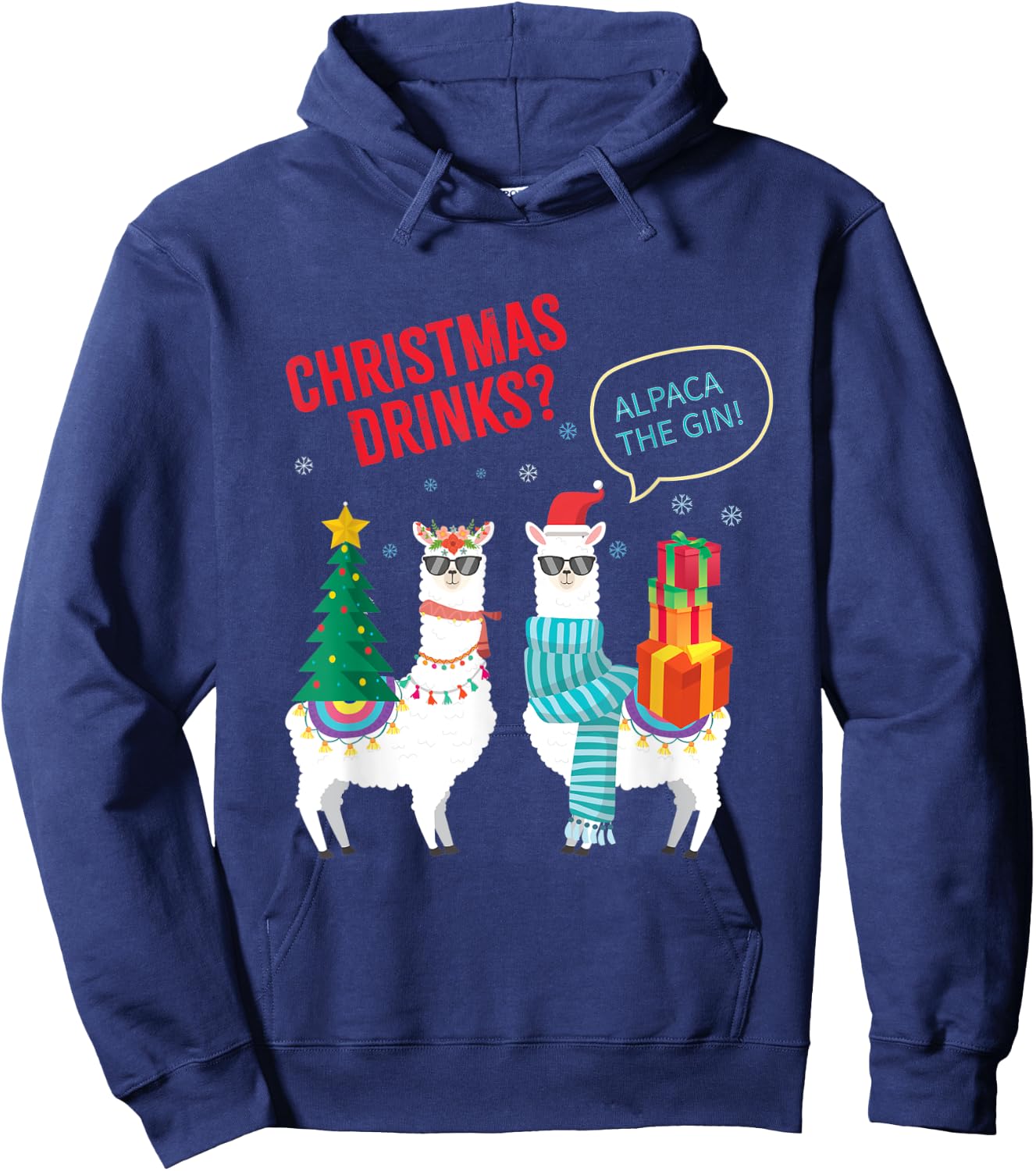 Christmas Drinks? I'll Alpaca The Gin! Funny Llama Gift Hoodie - Hoodie | Navy
