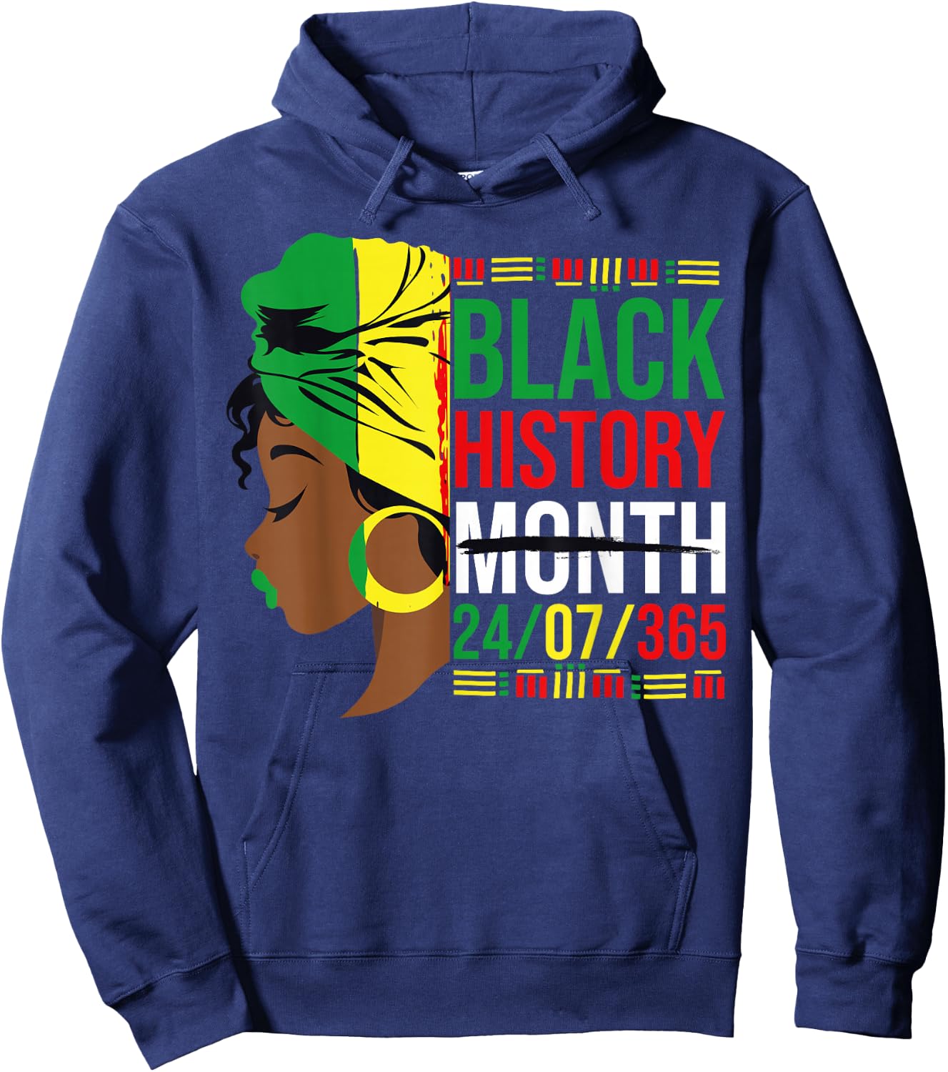 Black History Month 24/7/365 Black History Black Girl Hoodie - Hoodie | Navy