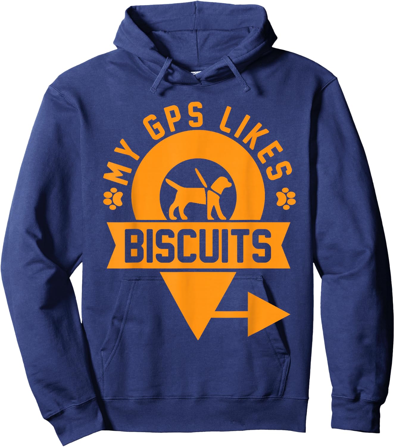 My GPS Likes Biscuits Funny Blind Service Animal Guide Dog Hoodie - Hoodie | Navy
