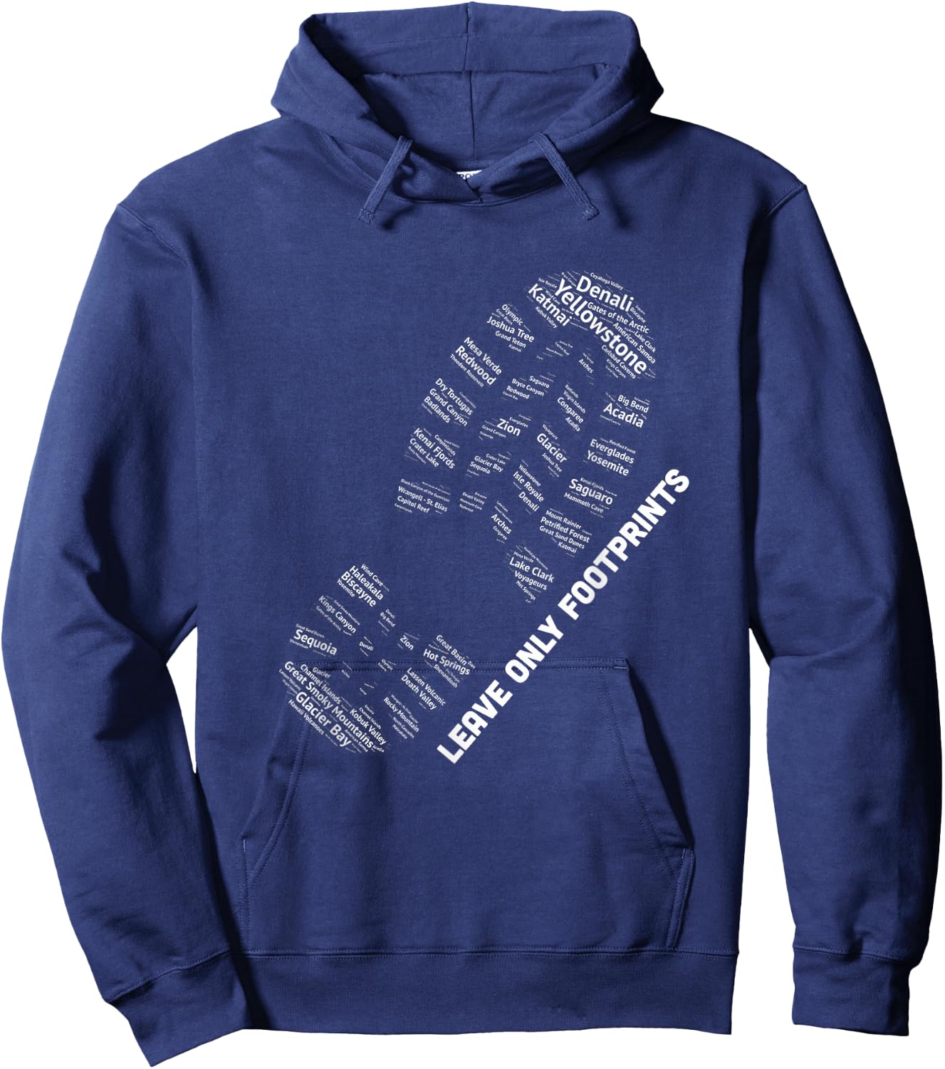 National Parks Boot Print Shirt Listing All National Parks Hoodie - Hoodie | Navy