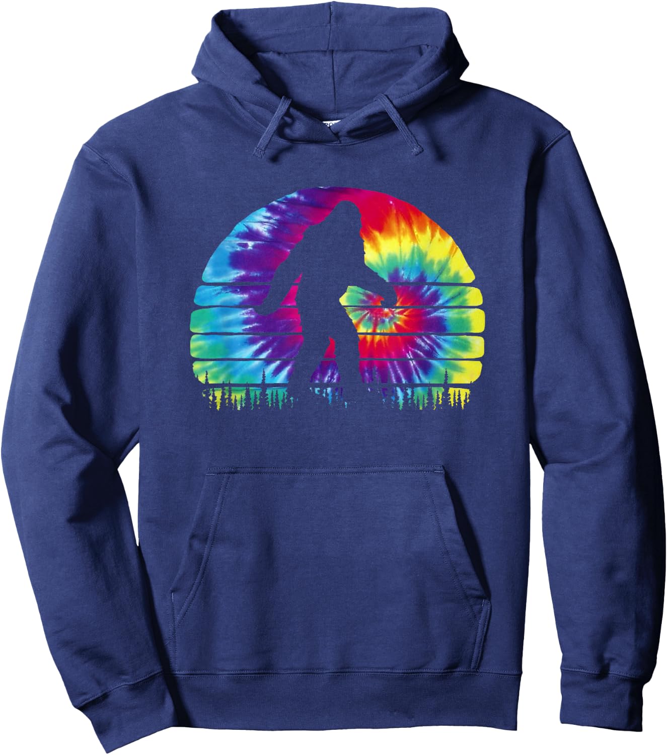 Believe in Bigfoot Tie Dye Design - Hippie Sasquatch Hoodie - Hoodie | Navy