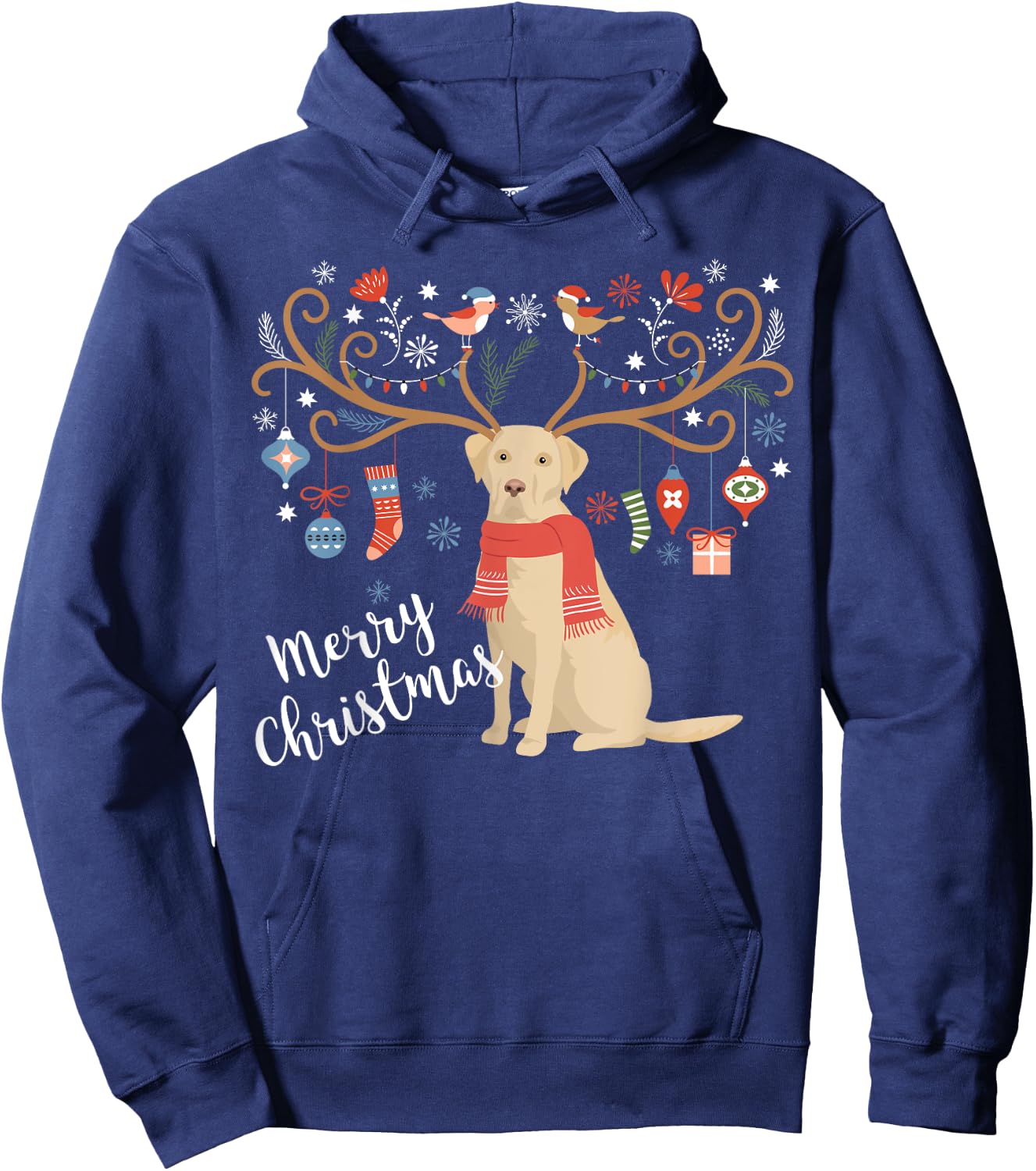 Yellow Labrador Retriever Christmas Dog Women Kids Hoodie - Hoodie | Navy