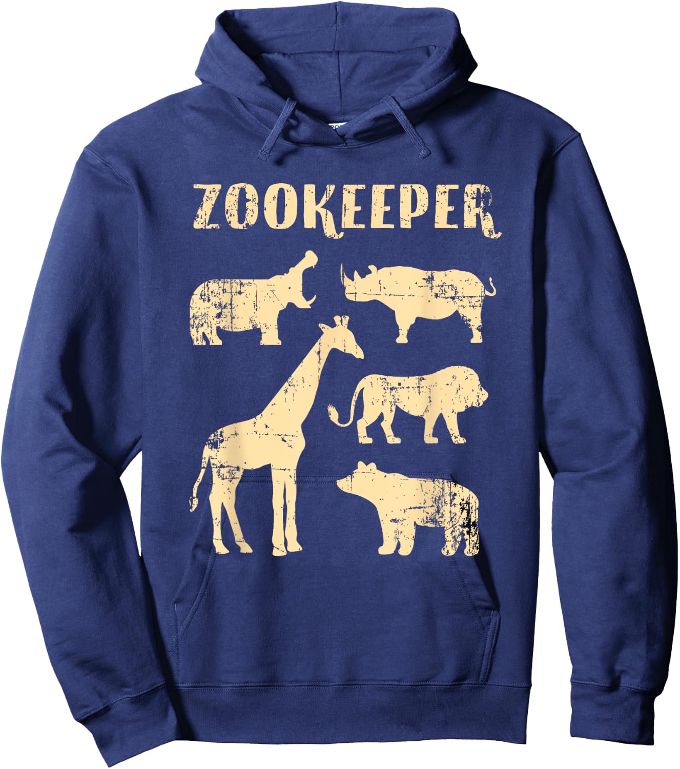Zookeeper Gifts Beige Text Zoo Keeper Shirt Vintage Animal Hoodie - Hoodie | Navy