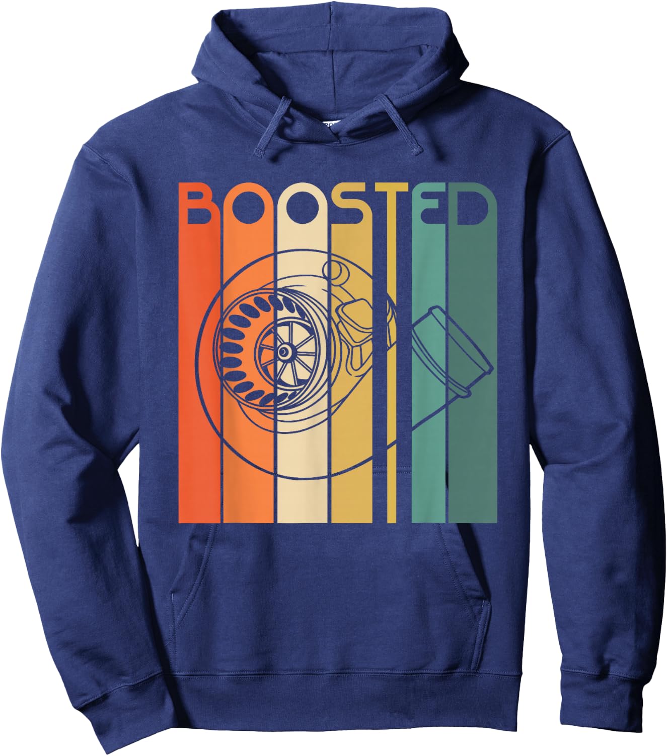Retro Vintage Turbo Boosted Turbo T Shirt Hoodie - Hoodie | Navy