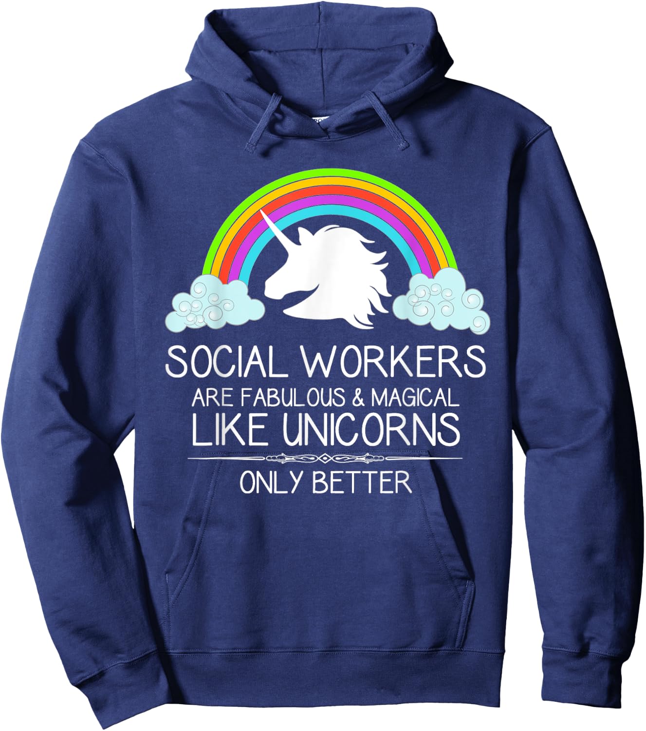 Social Worker Gifts - Social Workers Are Like Unicorns Funny Hoodie - Hoodie | Navy