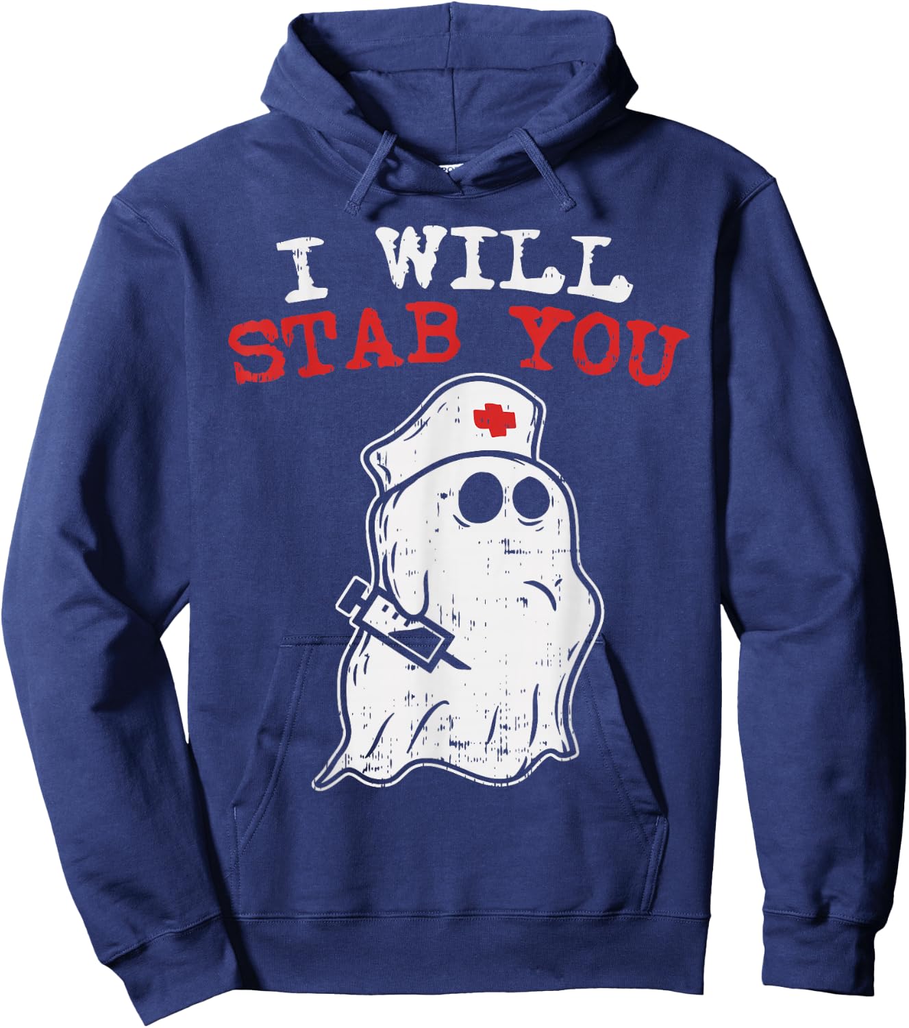 Nurse Halloween Costume Shirt I Will Stab You Medical Ghost Hoodie - Hoodie | Navy