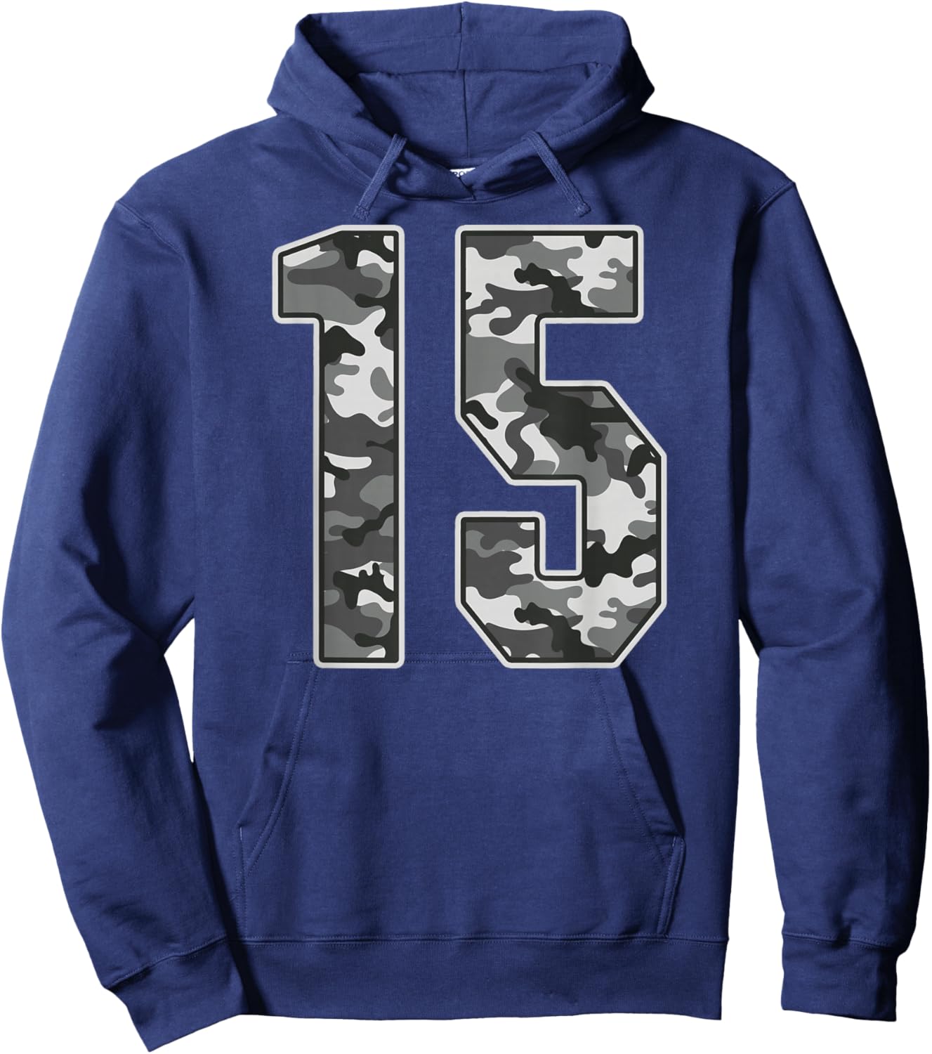 Camo #15 Jersey Number 15 Uniform Fan Favorite Player Hoodie - Hoodie | Navy