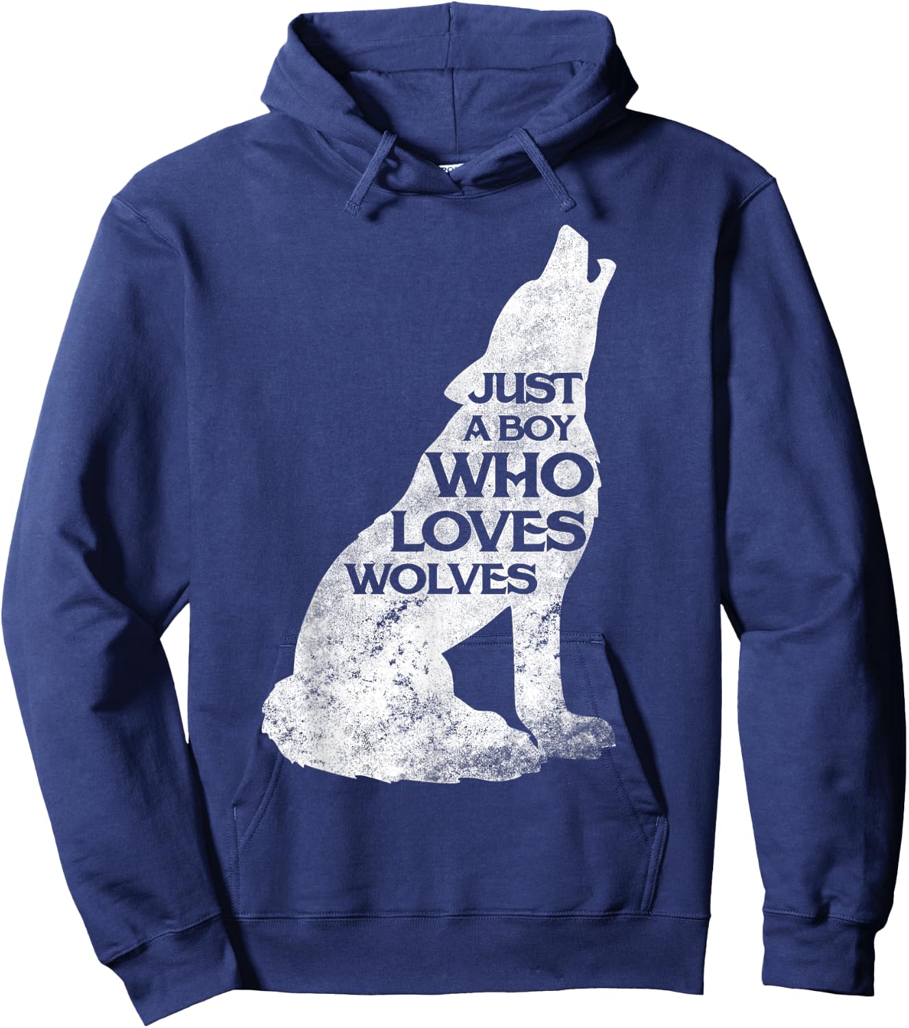 Just A Boy Who Loves Wolves Wolf Pack Girl Shirt Gift Hoodie - Hoodie | Navy