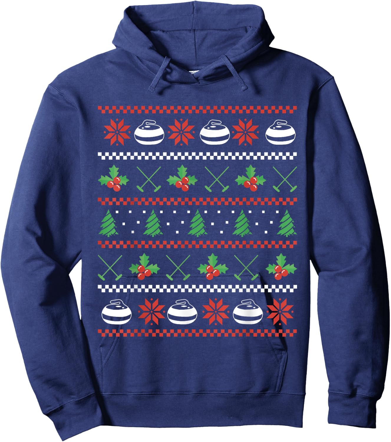 Curler Curling Stone Winter Sports Curling Christmas Hoodie - Hoodie | Navy