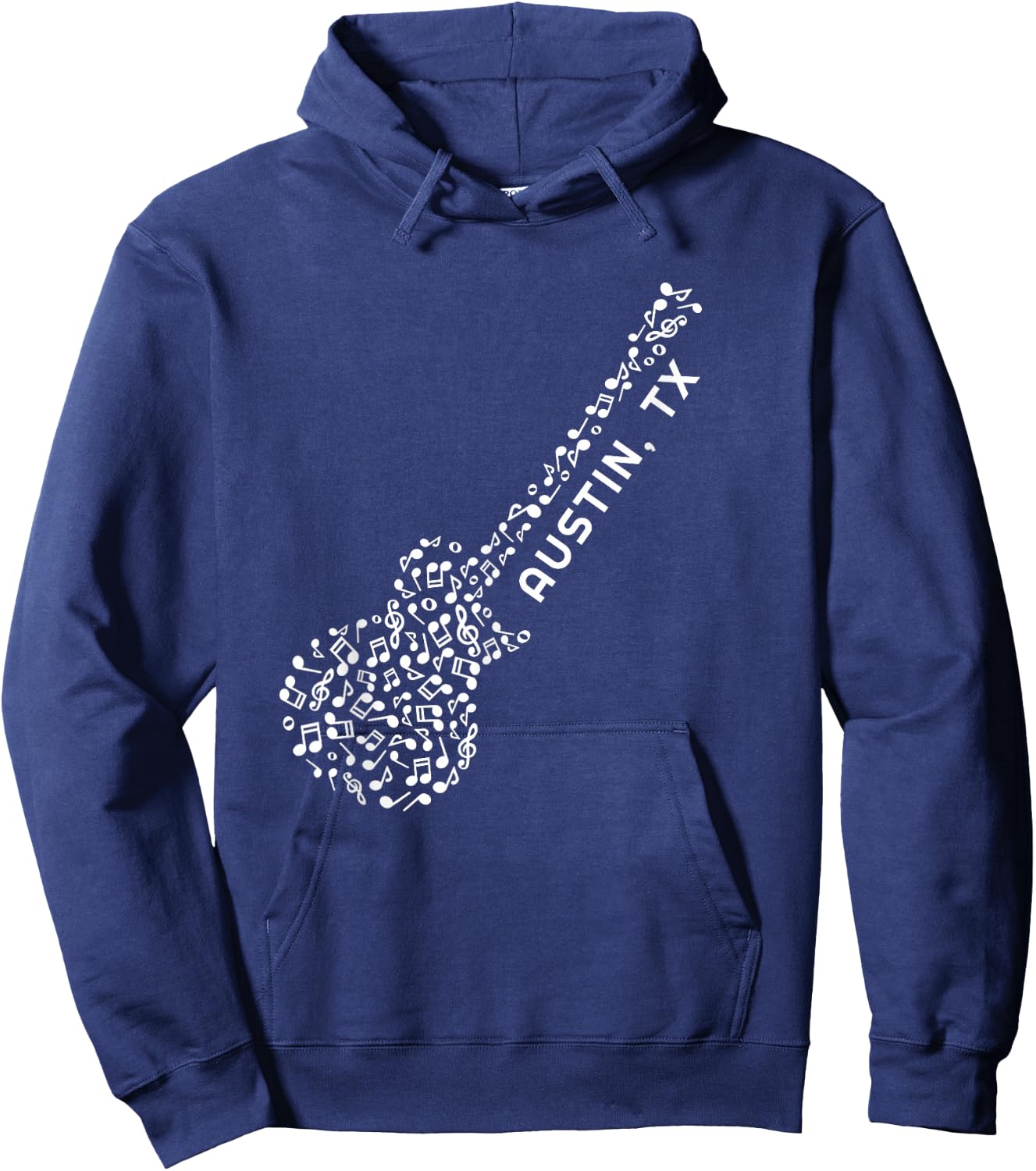 Austin, TX Musical Notes, Souvenir Guitar Hoodie - Hoodie | Navy