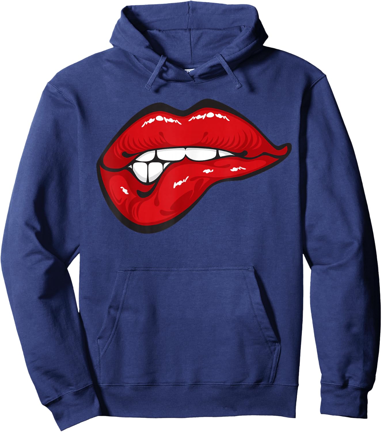 MaGuShirts Sexy Biting Red Lips Mouth Kisser Shirts Hoodie - Hoodie | Navy