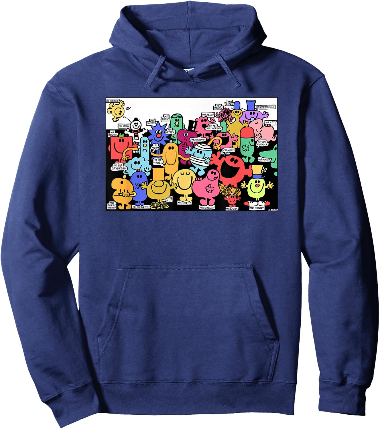 Mr. Men Little Miss Retro Colourful Comic Book Scene Hoodie - Hoodie | Navy