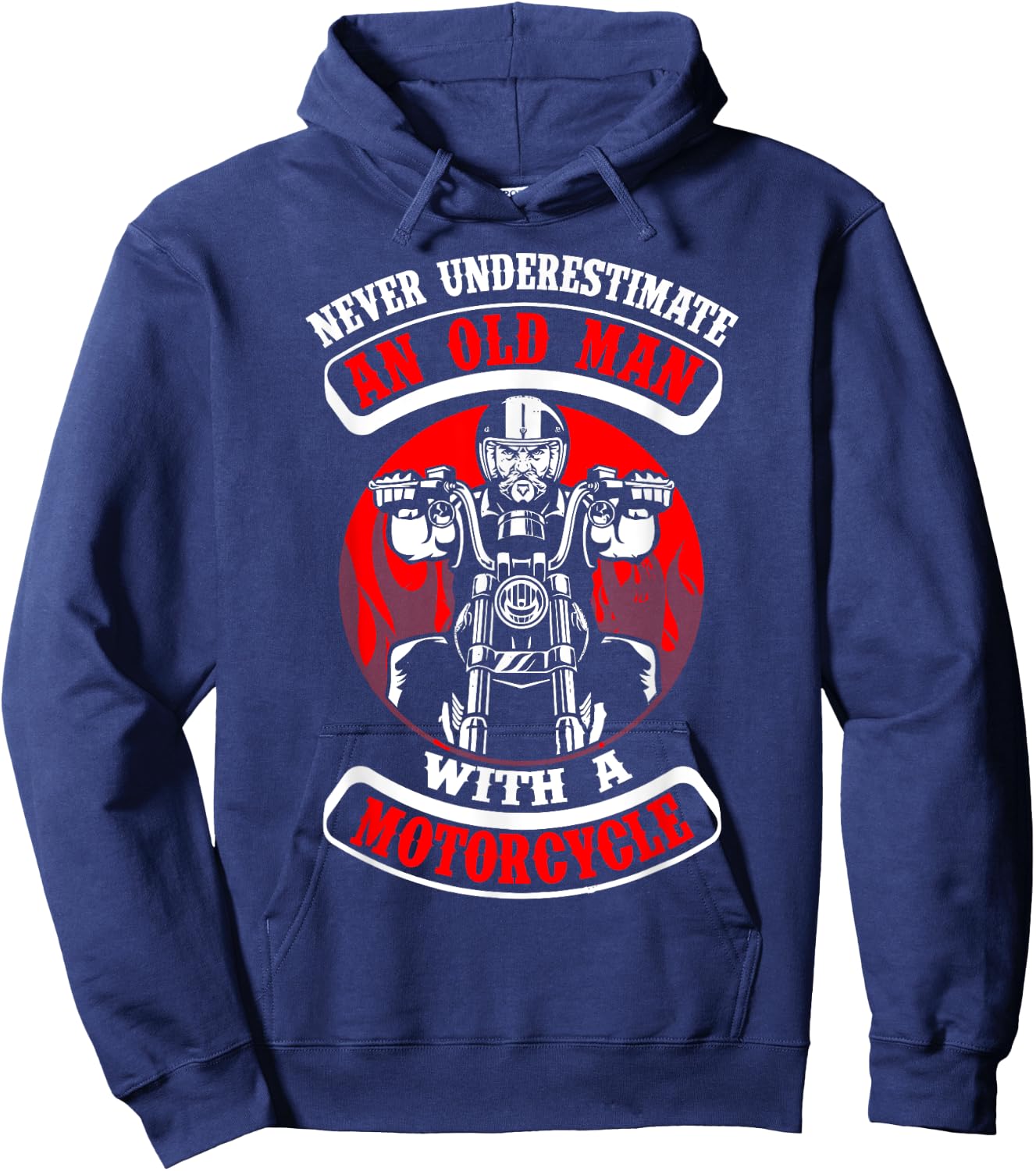 Never Underestimate An Old Man With A Motorcycle Hoodie - Hoodie | Navy