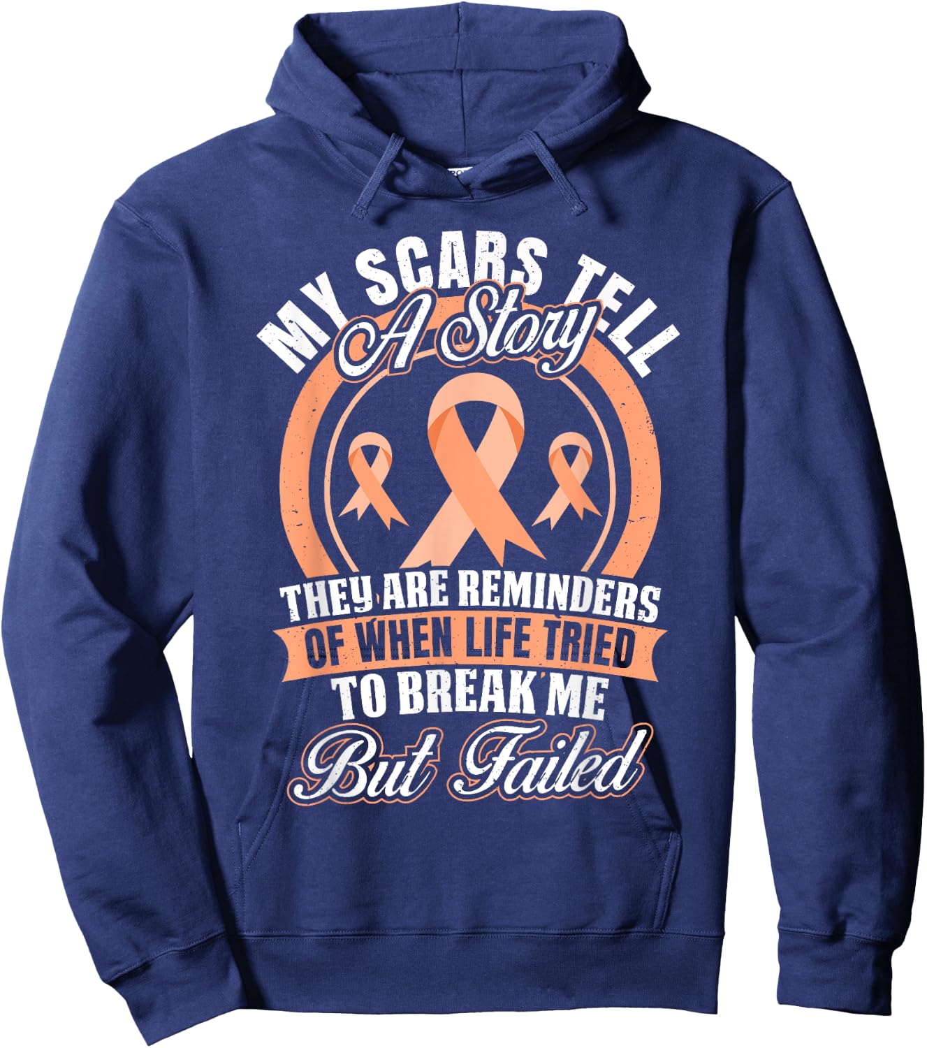 My Scars Tell a Story Endometrial Cancer Awareness Hoodie - Hoodie | Navy