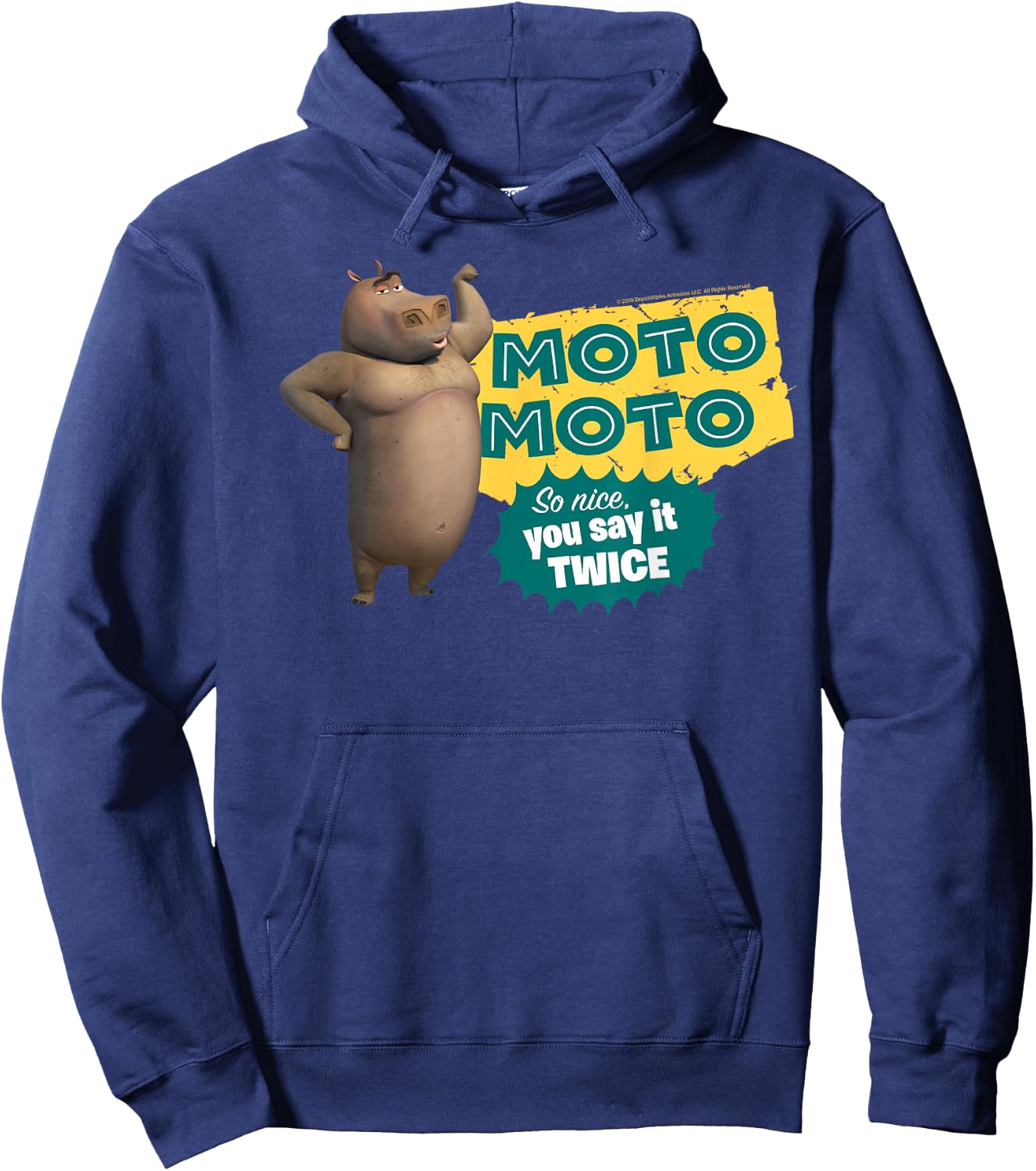 Madagascar Moto Moto Say It Twice Text Poster Hoodie - Hoodie | Navy