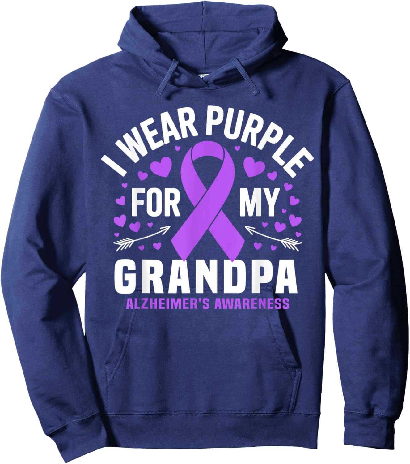 I Wear Purple For My Grandpa Dementia Alzheimer's Awareness Hoodie - Hoodie | Navy