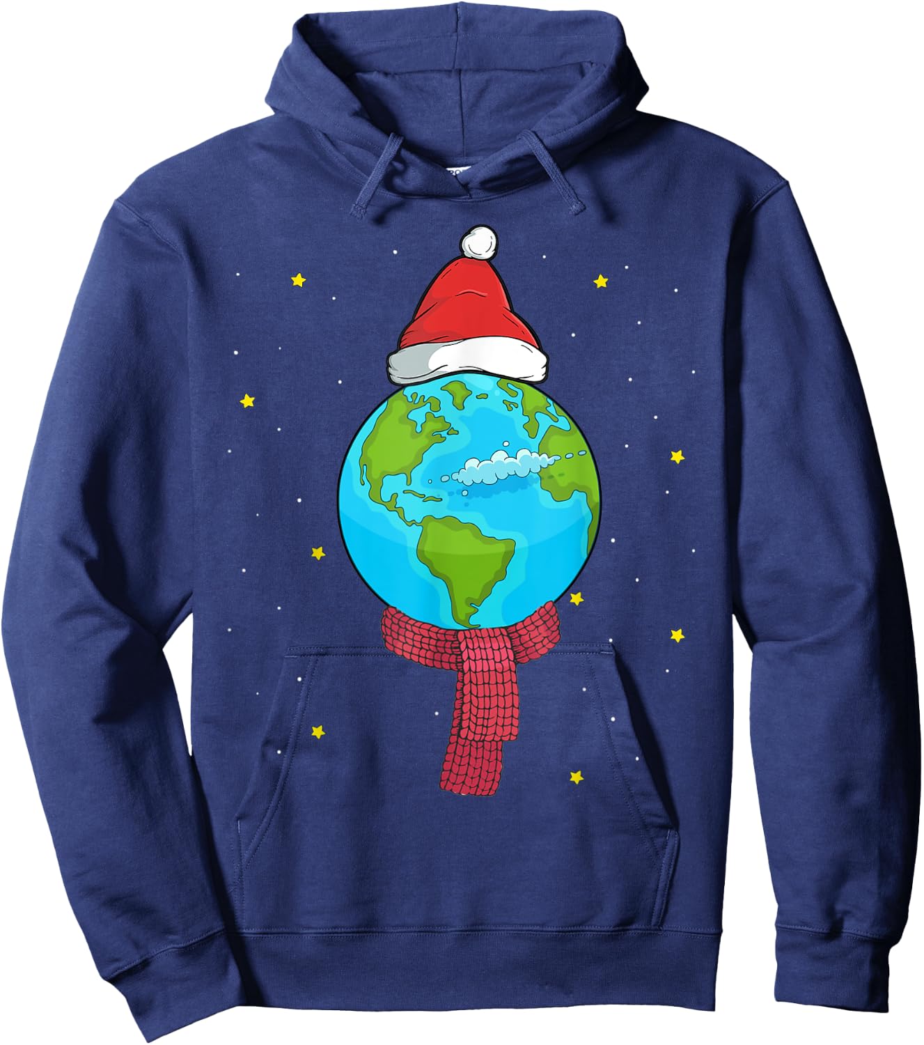 Christmas Planet Earth Pajama Top Santa Space Themed Gift Hoodie - Hoodie | Navy