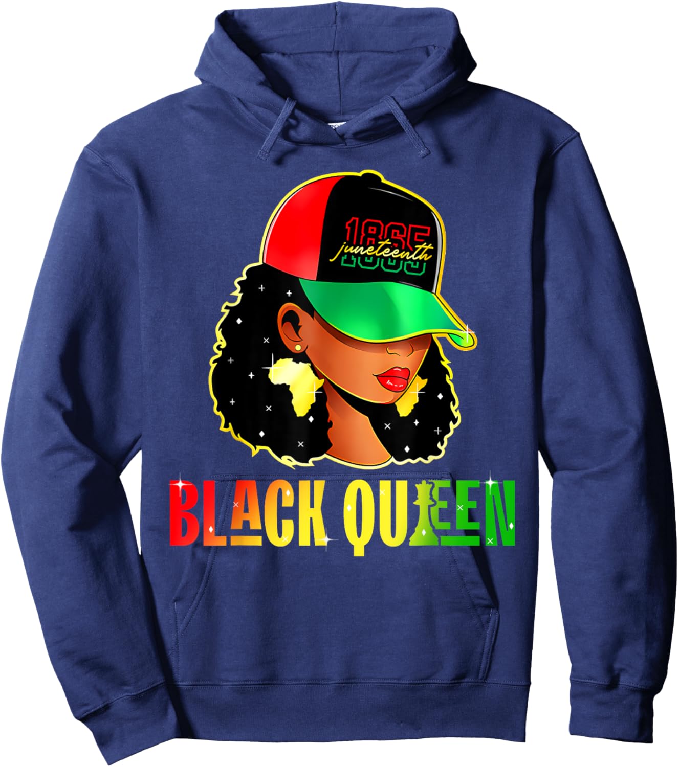 Juneteenth Black Queen Free Since 1865 African Freedom Hoodie - Hoodie | Navy