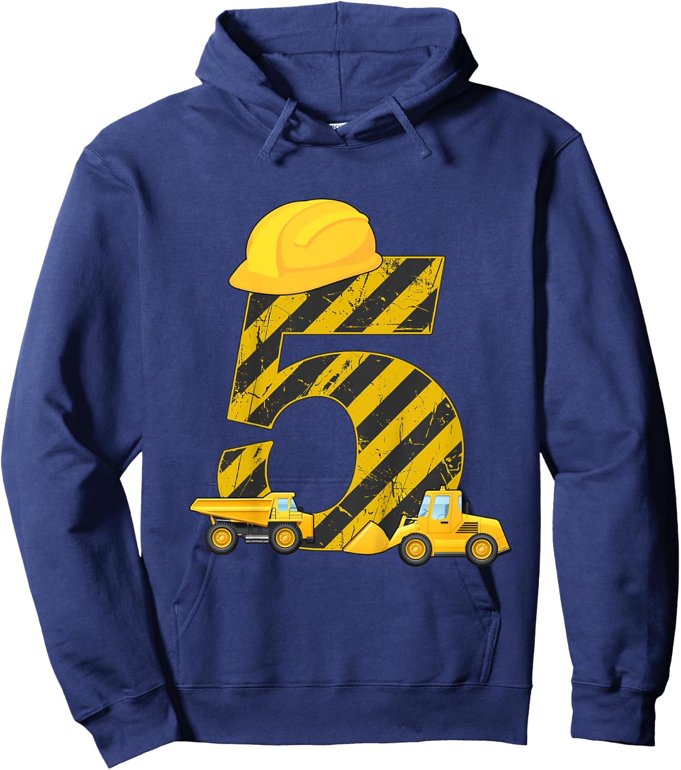 5th Birthday Digger I 5 Years Builder Excavator Gift Hoodie - Hoodie | Navy