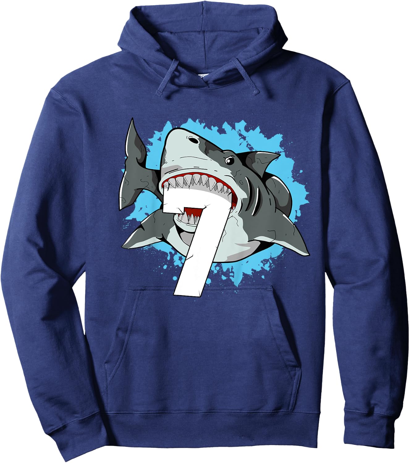 Shark 7th Birthday Boy 7 Seven Shark Theme Party Hoodie - Hoodie | Navy