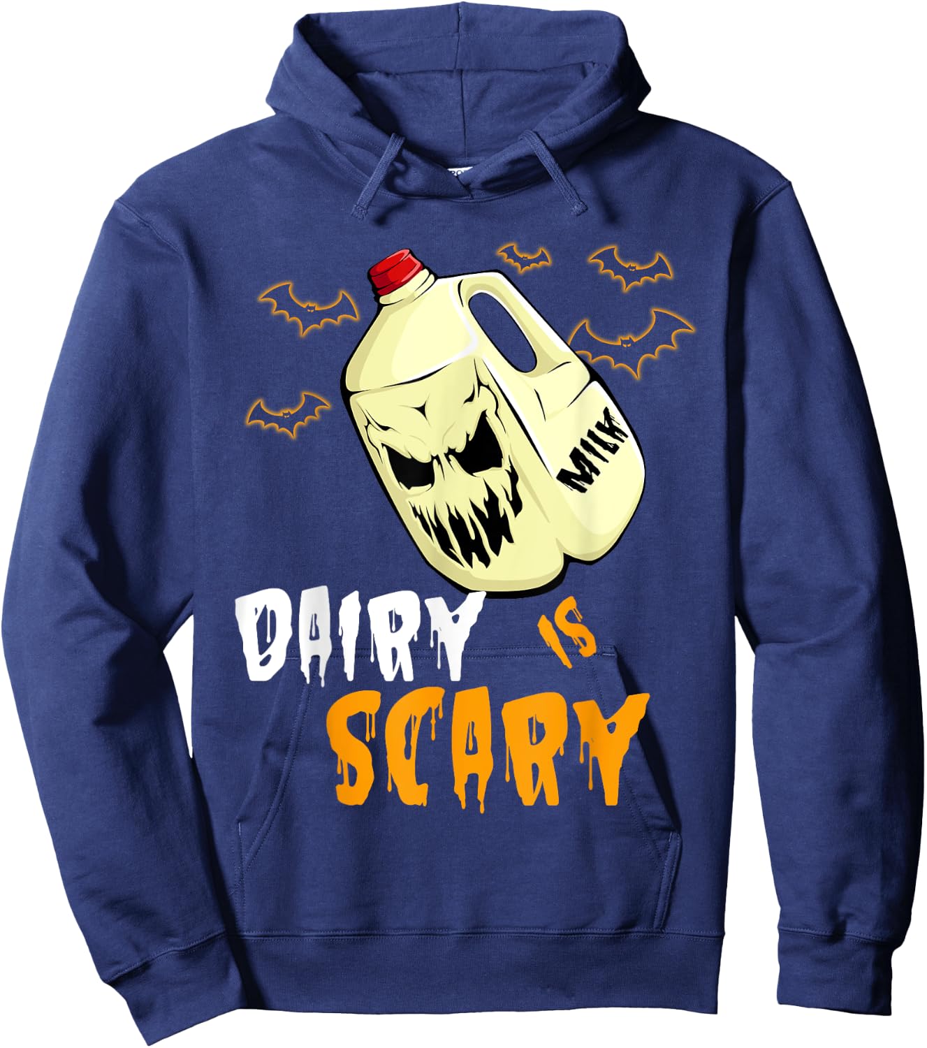 Funny Vegan Halloween Dairy Is Scary Veganism Gift Hoodie - Hoodie | Navy