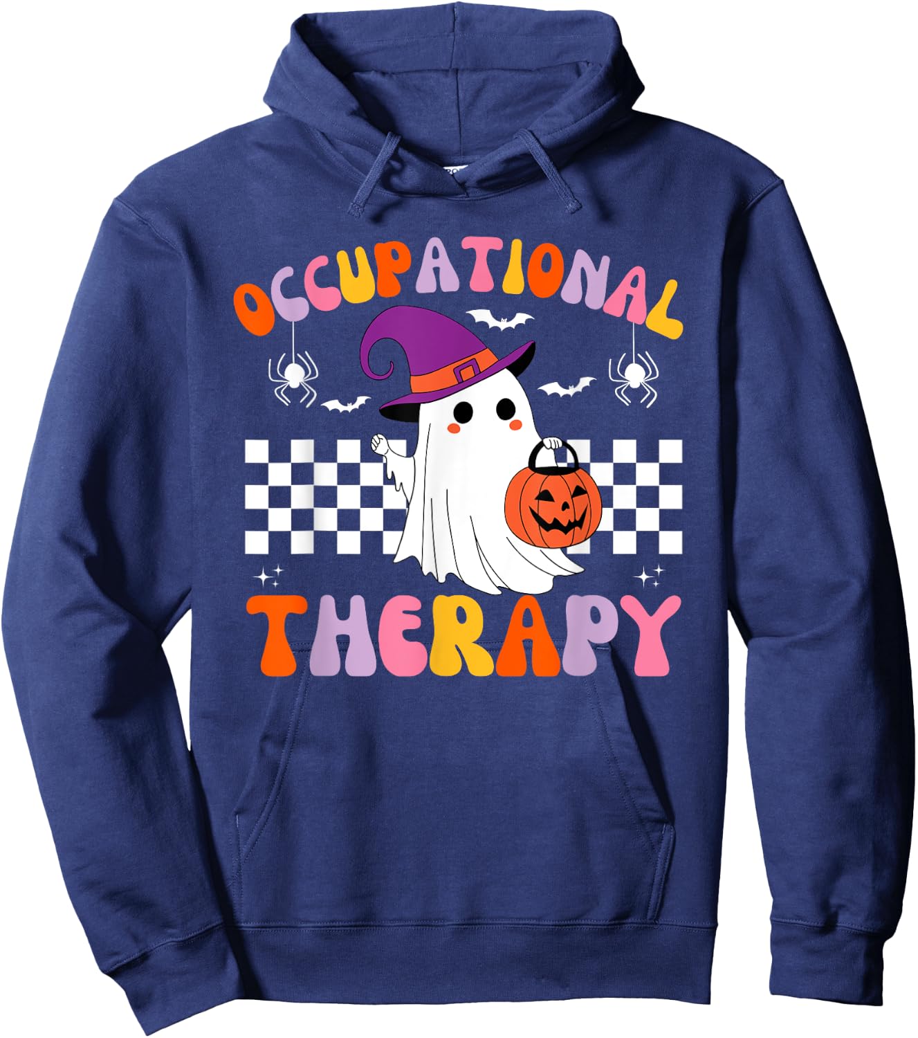 OT Occupational Therapy Halloween Retro Ghost OT Halloween Hoodie - Hoodie | Navy