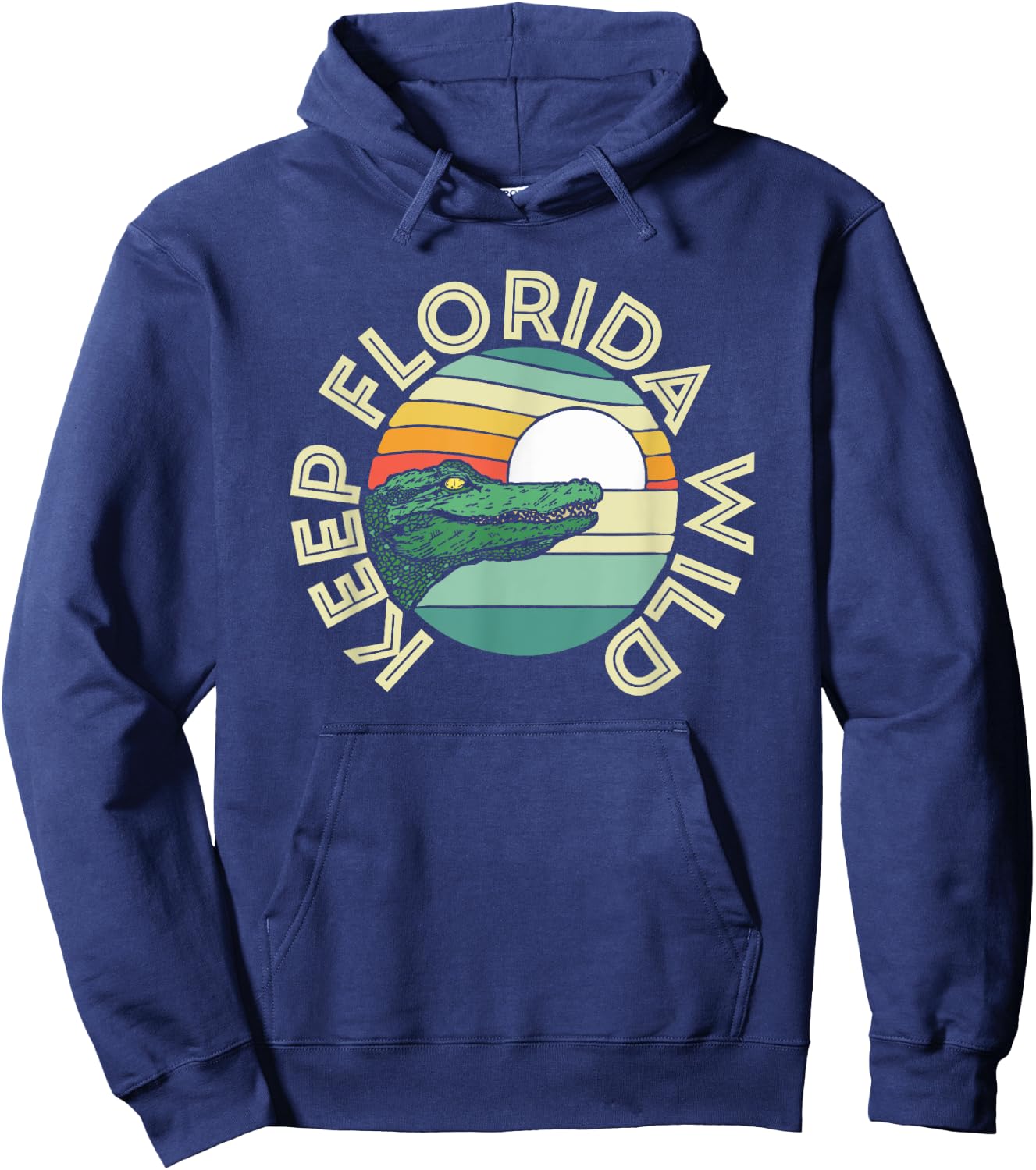 Keep Florida Wild Retro Alligator 80's Style Graphic Hoodie - Hoodie | Navy