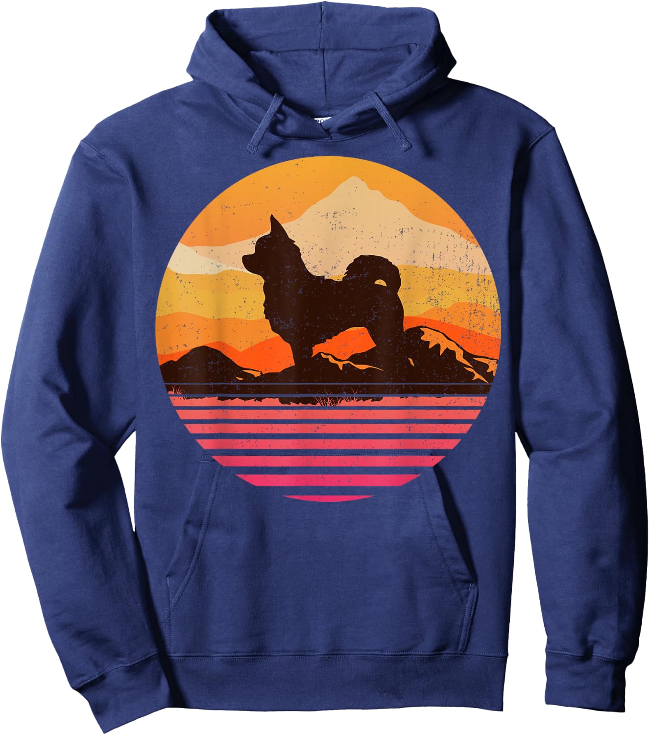 POM-CHI With Sun Mountain Vintage Retro Hoodie - Hoodie | Navy
