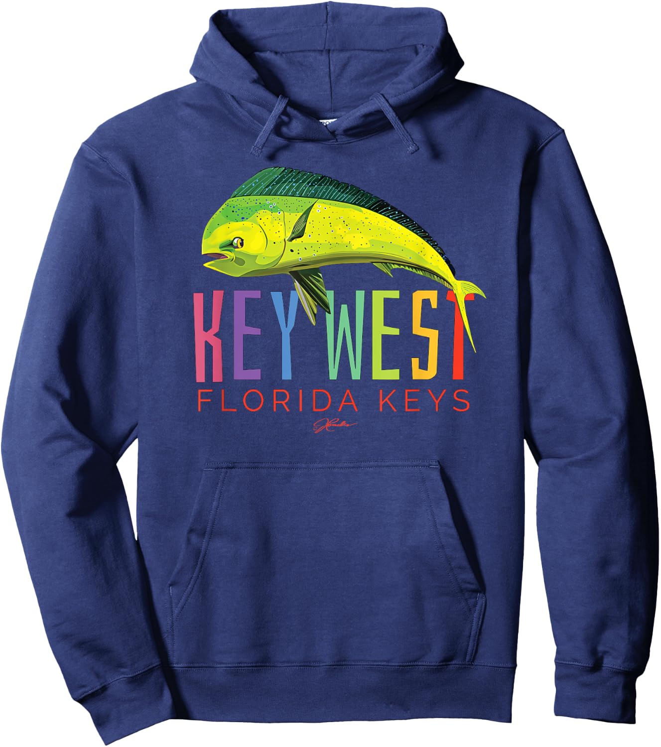 JCombs: Key West, Florida Keys, Dolphin Fish Hoodie - Hoodie | Navy