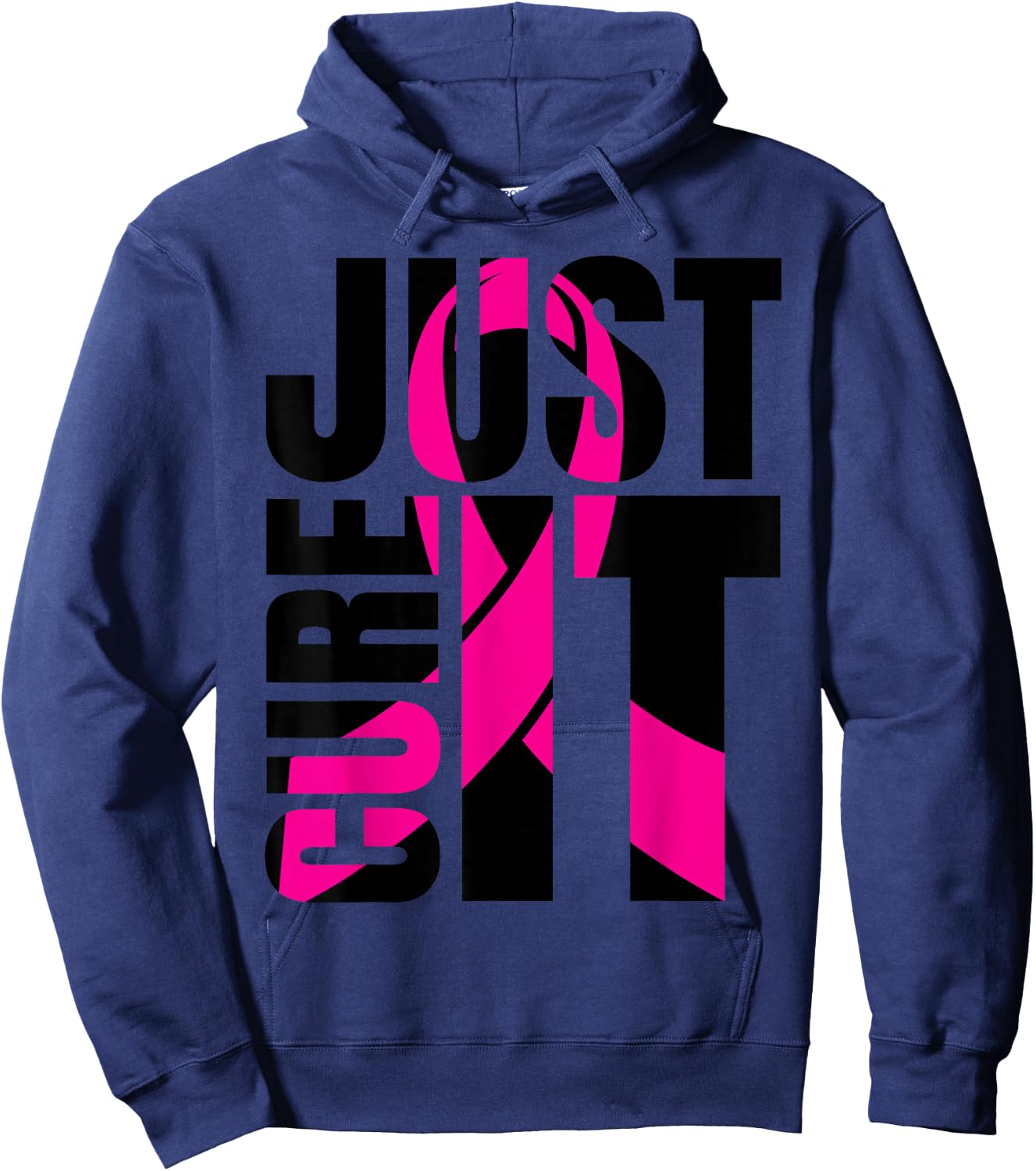 Just Cure It Breast Cancer Awareness Shirts Ribbon Shirt Hoodie - Hoodie | Navy