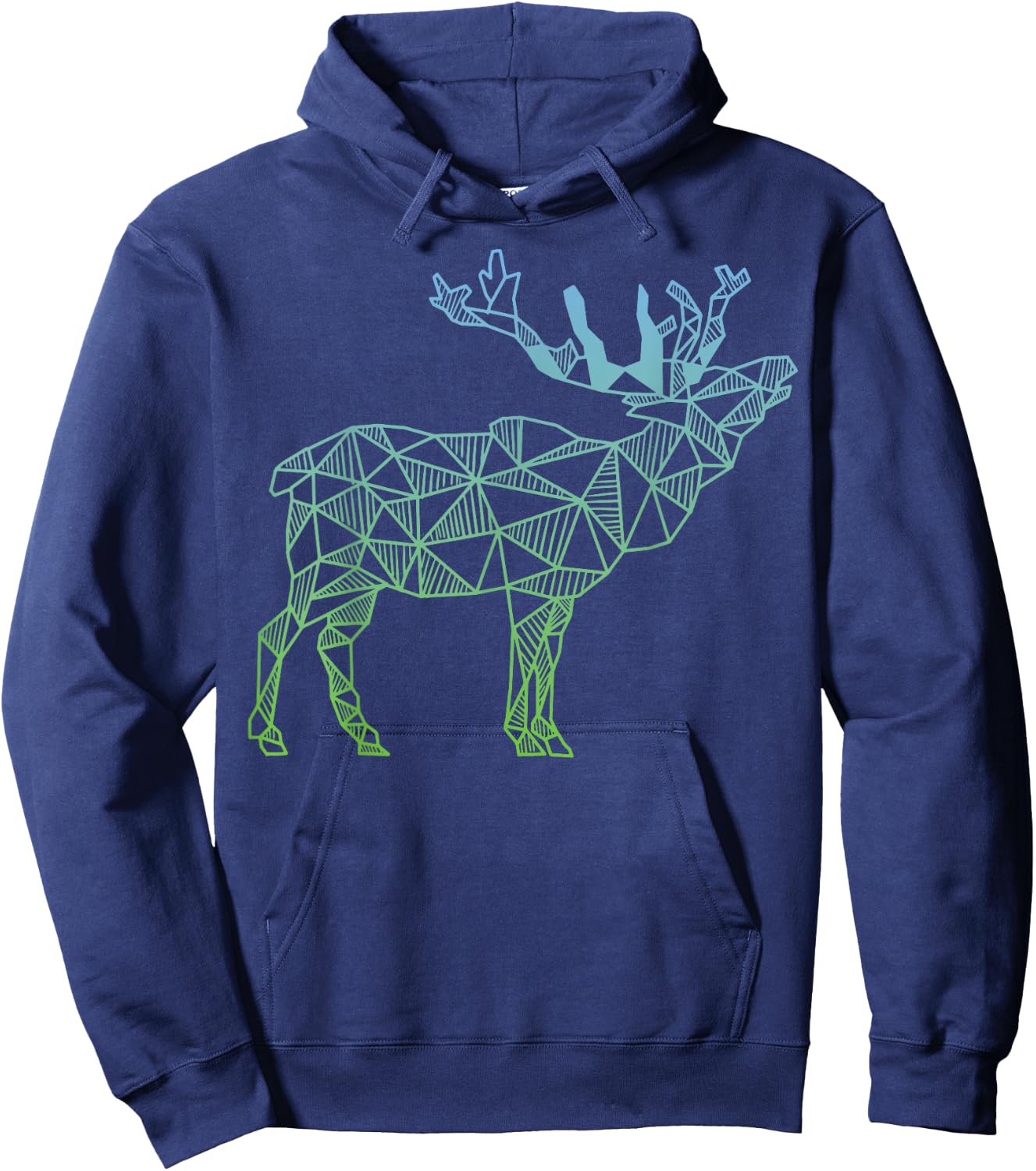 Geometric Moose Elk T Shirt Wild Alaska Mountain Animal Hoodie - Hoodie | Navy