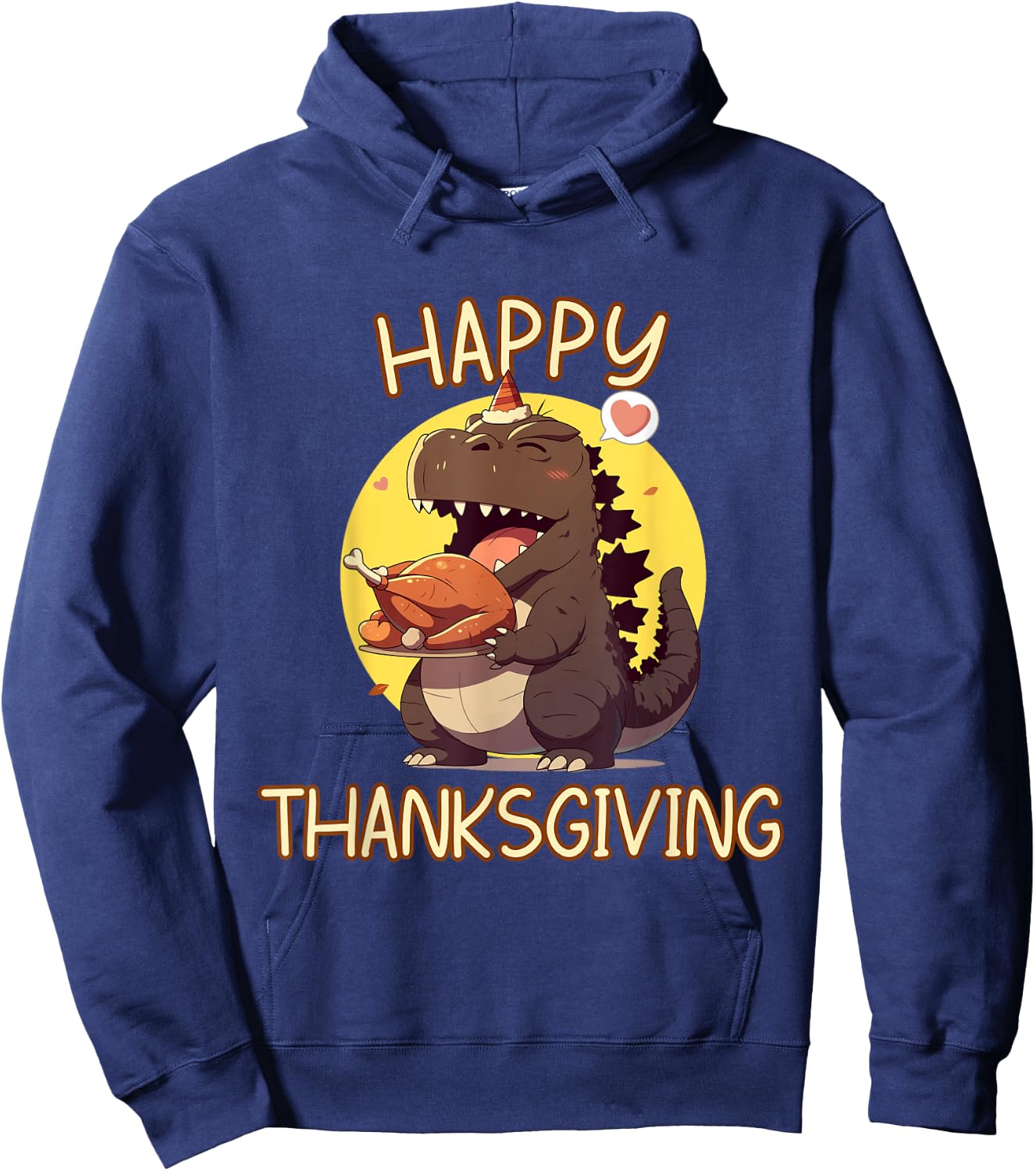Happy Thanksgiving Kaiju Monster: Turkey Feast Style Hoodie - Hoodie | Navy