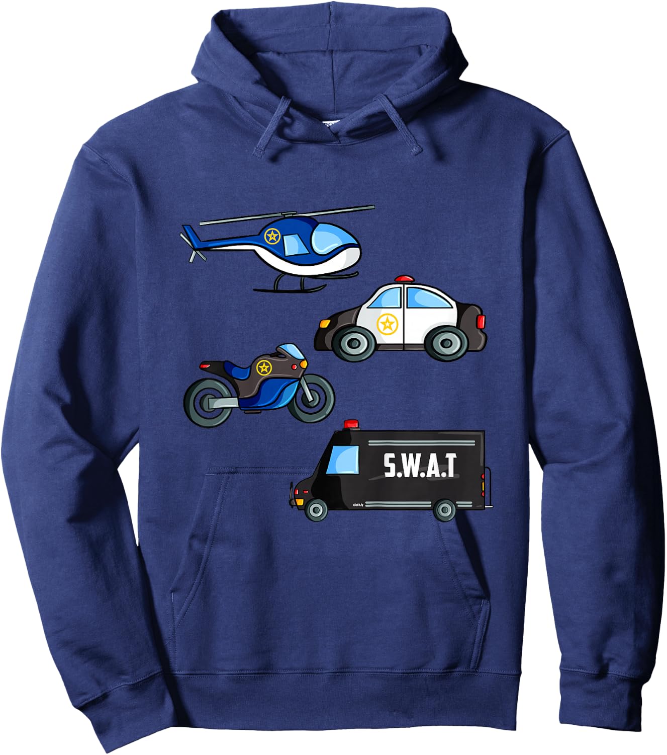Kids Police Car Boys Different Police Cars and Vehicles Hoodie - Hoodie | Navy