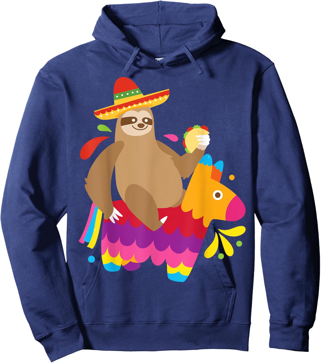 Sloth Taco Pinata Shirt Cute Mexican Fiesta Party Animal Hoodie - Hoodie | Navy