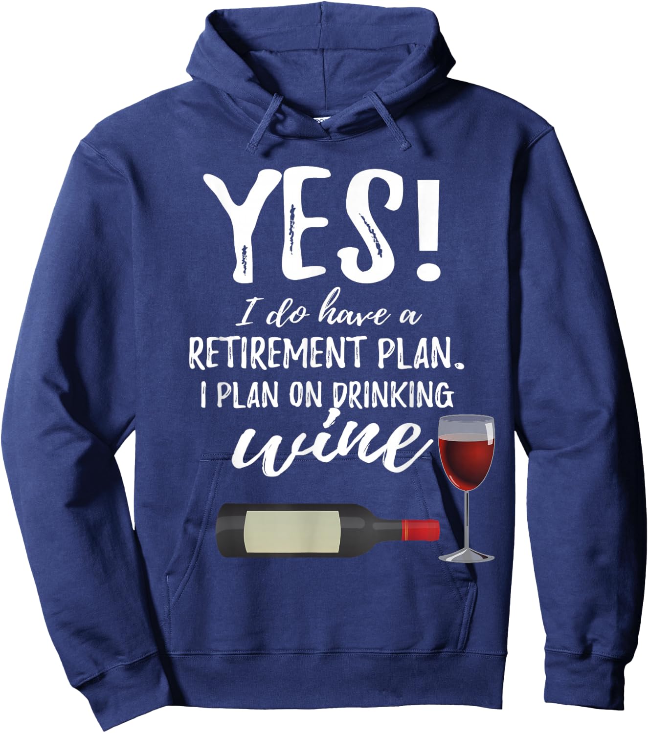 Retired & Wine 2021 Retirement Work Colleague Gag Humor Gift Hoodie - Hoodie | Navy