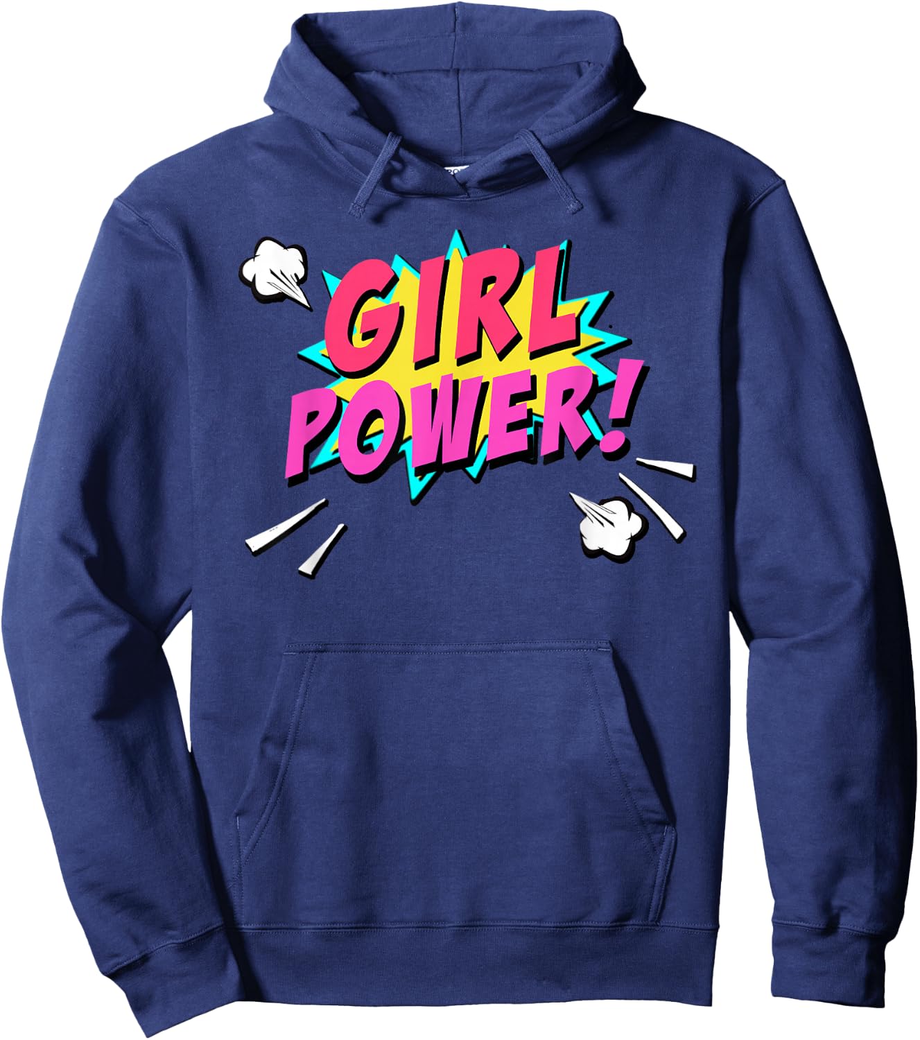 Girl Power Superhero Comic Book Bubble Feminist Hoodie - Hoodie | Navy