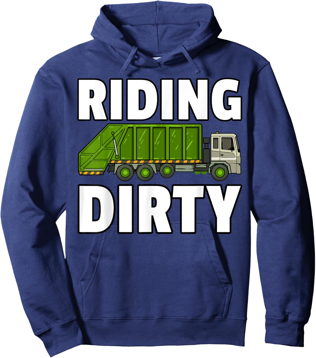 Riding Dirty Garbage Day Trash Truck Recycling Man Kids Hoodie - Hoodie | Navy