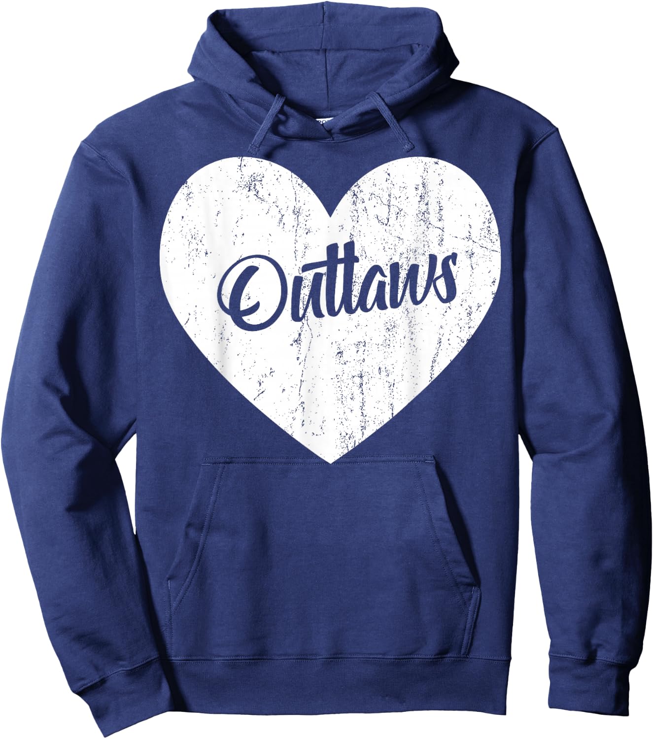 Outlaws School Sports Fan Team Spirit Mascot Heart Gift Hoodie - Hoodie | Navy