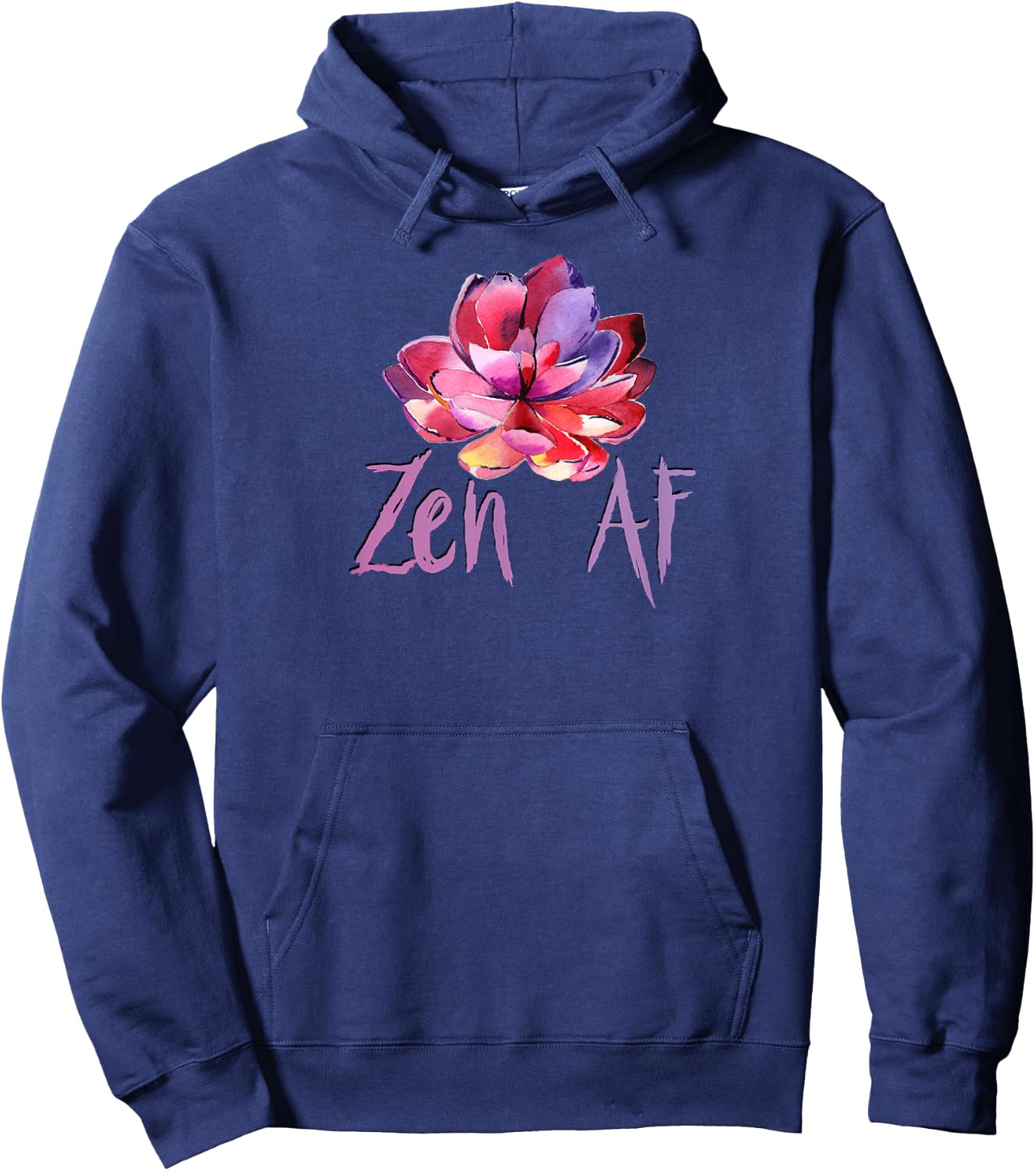 Funny Zen AF Colorful Lotus T Shirt Hoodie - Hoodie | Navy