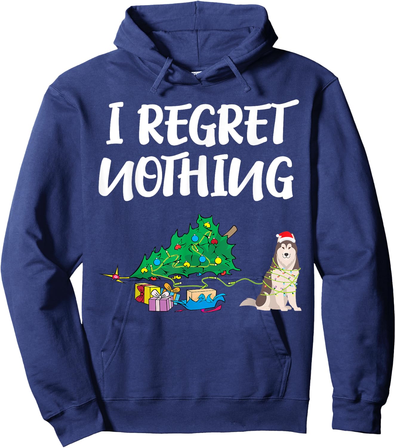 Funny Husky Dog Christmas Shirt | Puppy Pet Husky Women Kids Hoodie - Hoodie | Navy