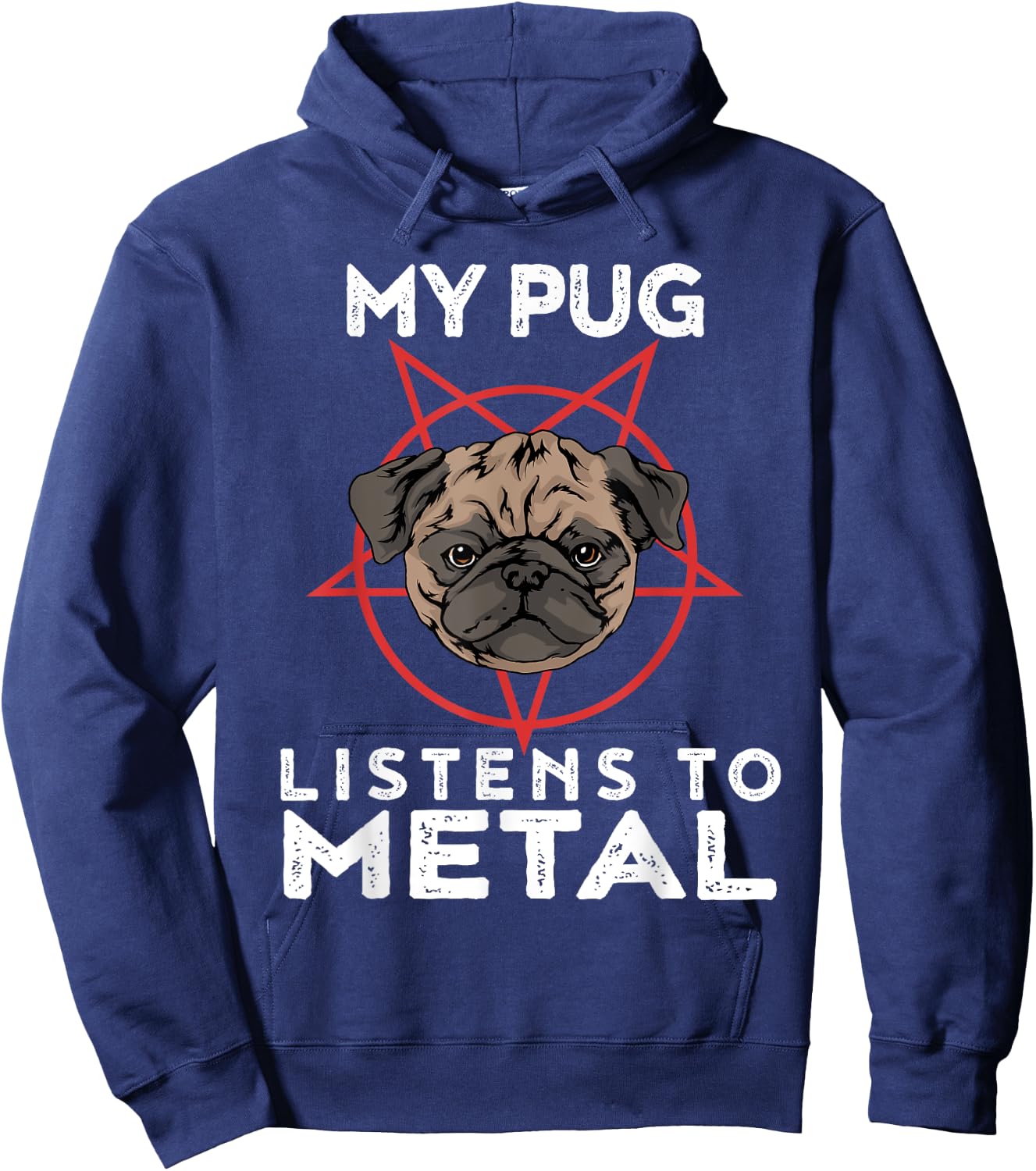 Metal Pug Funny Goth And Heavy Metal Animal Shirt Hoodie - Hoodie | Navy