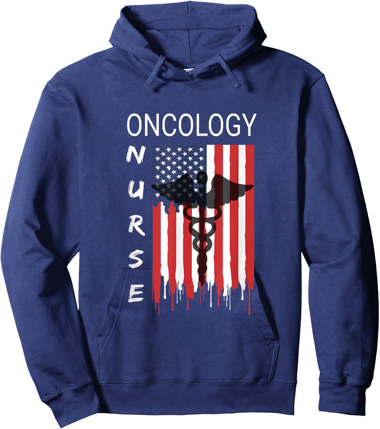 Oncology Nursing Proud & Cool US Flag Patriot Shirt Hoodie - Hoodie | Navy