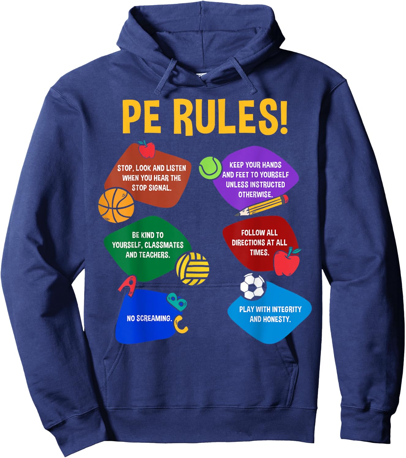 P.E. Teacher Physical Education Rules School Gym Men Women Hoodie - Hoodie | Navy