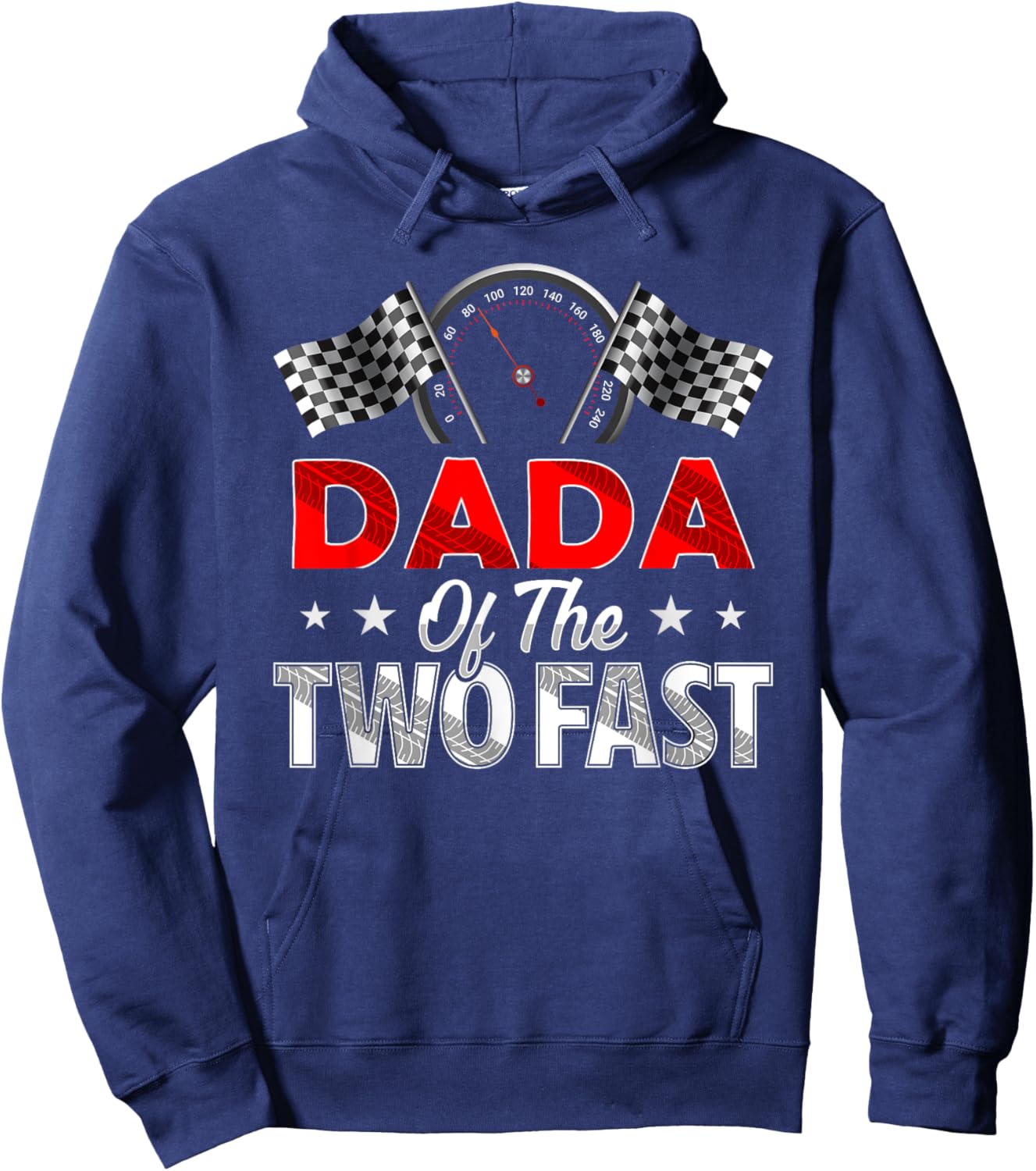 Dada of The Two Fast Second Birthday Racing Car Family Hoodie - Hoodie | Navy