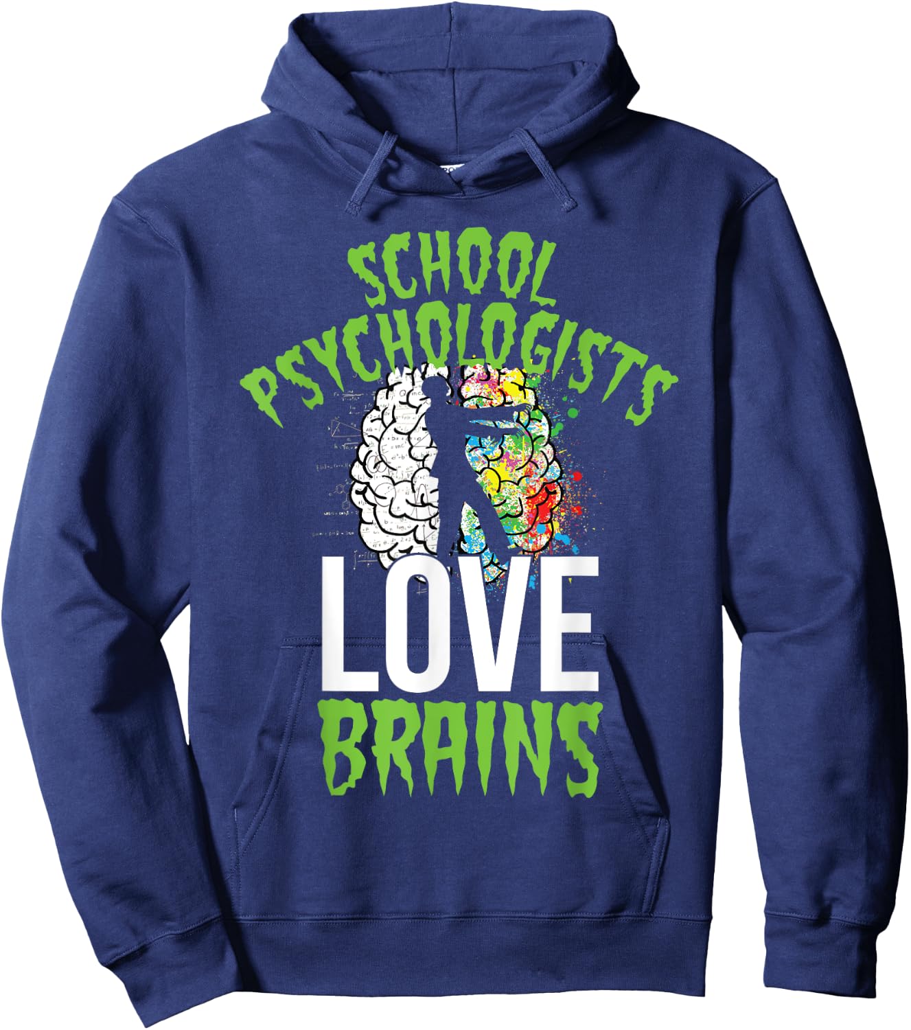 School Psychologists Love Brains Halloween Teacher Counselor Hoodie - Hoodie | Navy