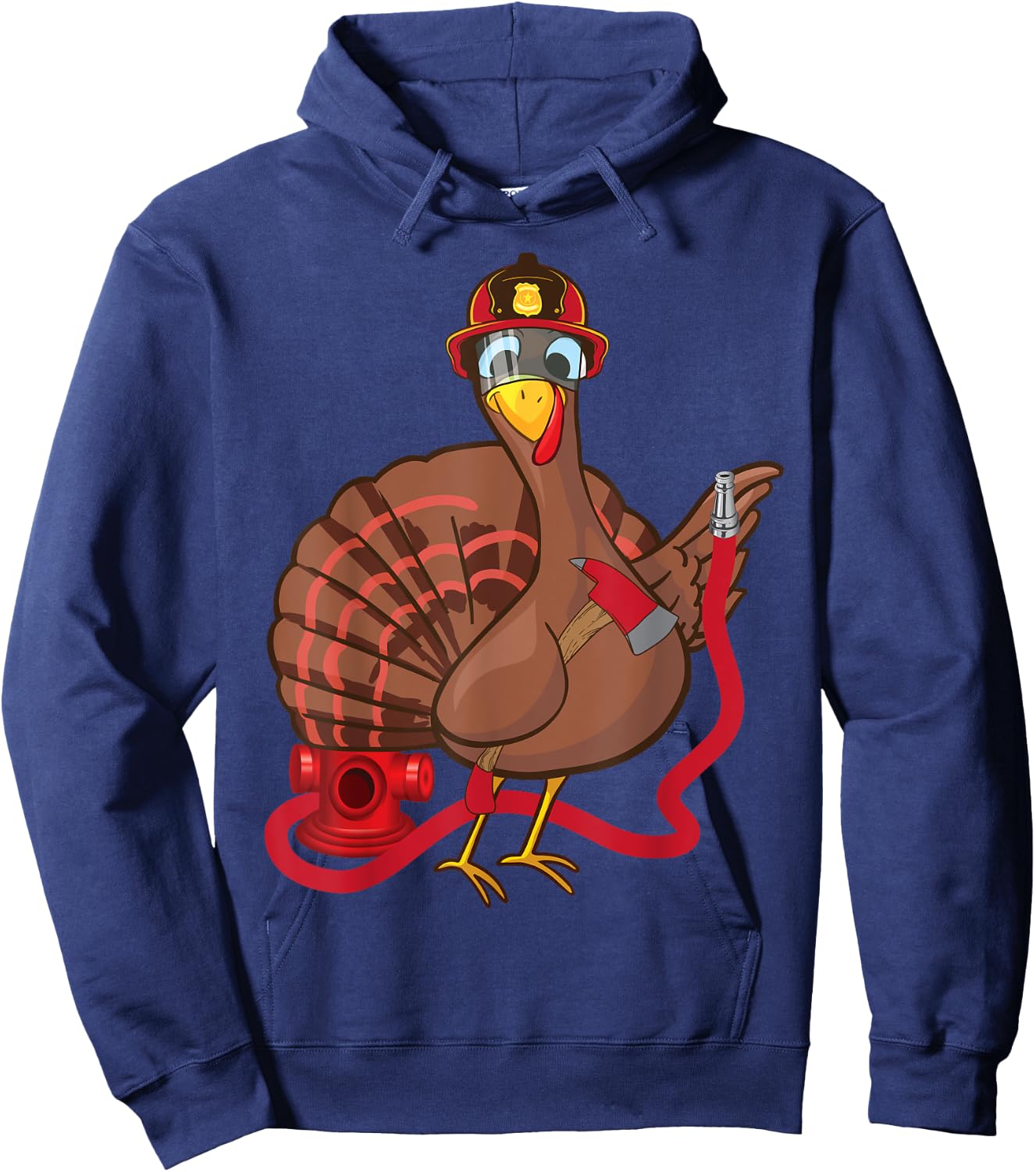 Thanksgiving Firefighter Turkey - Funny Feast Day Gift Hoodie - Hoodie | Navy